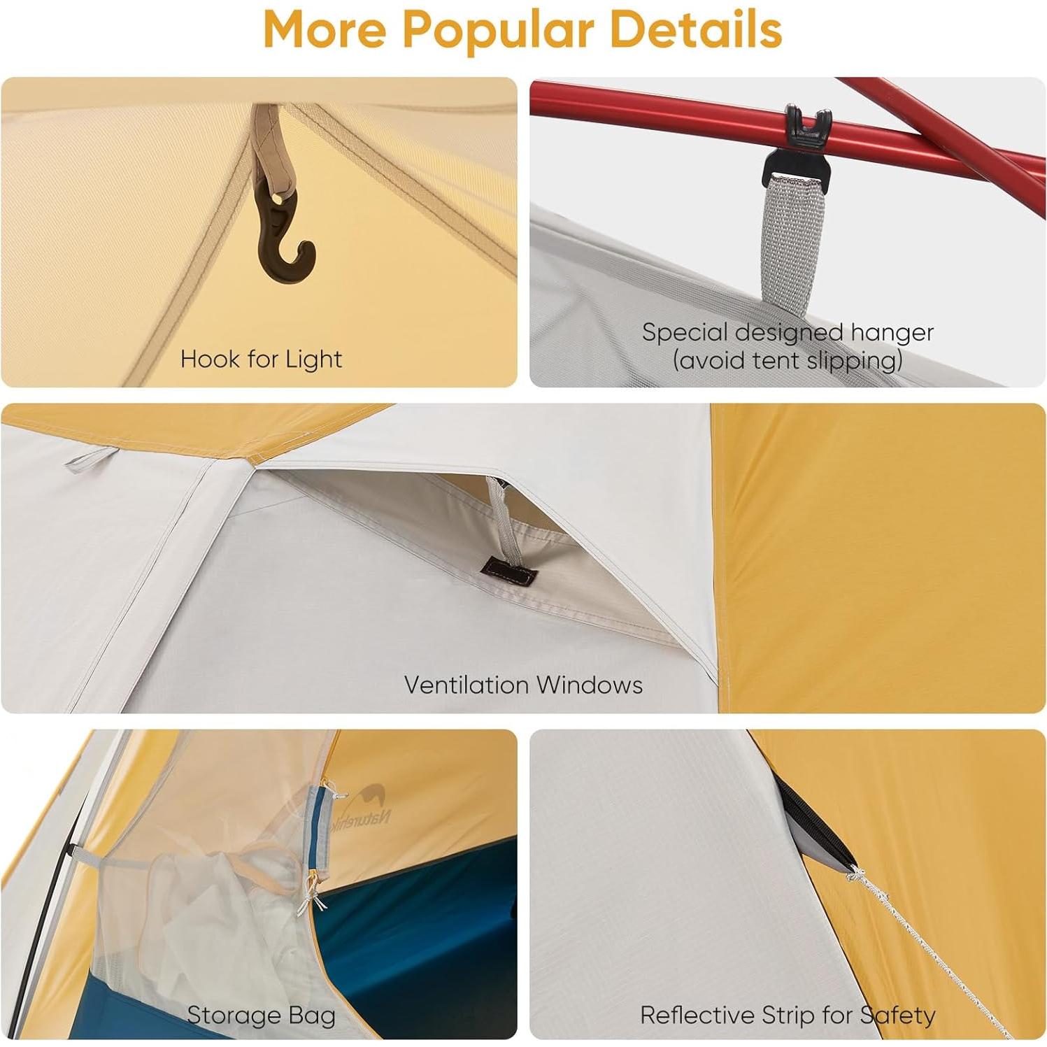 Carpa de Camping Naturehike 2 Personas Doble Capa Impermeable