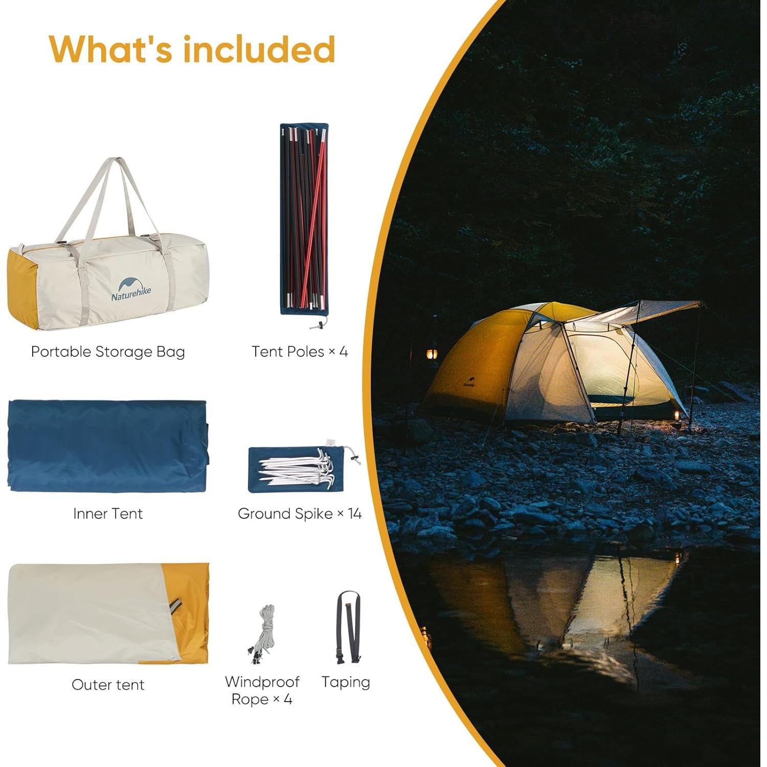 Carpa de Camping Naturehike 2 Personas Doble Capa Impermeable