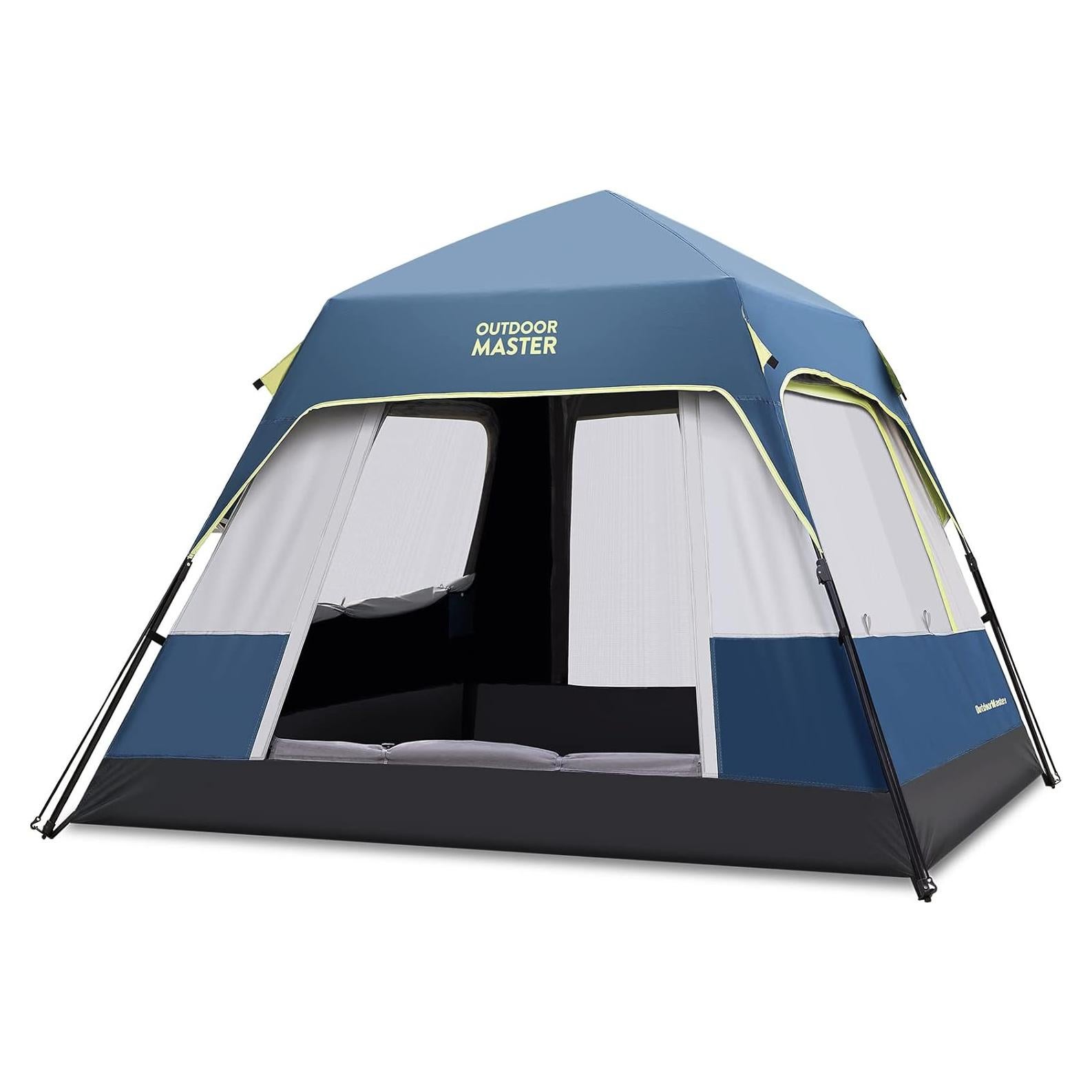 Carpa Camping OutdoorMaster 4 Personas Refugio Oscuro Azul