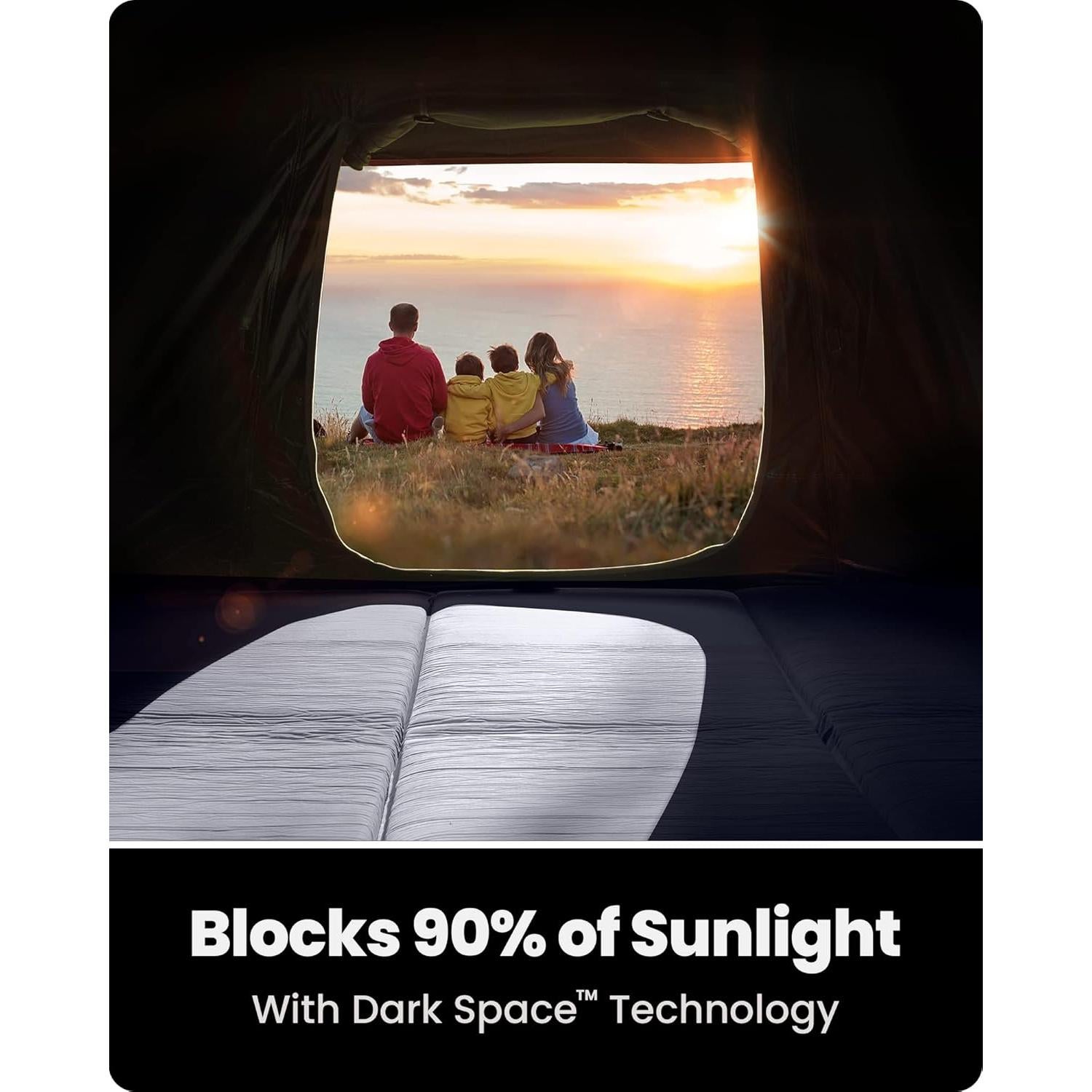 Carpa Camping OutdoorMaster 4 Personas Refugio Oscuro Azul