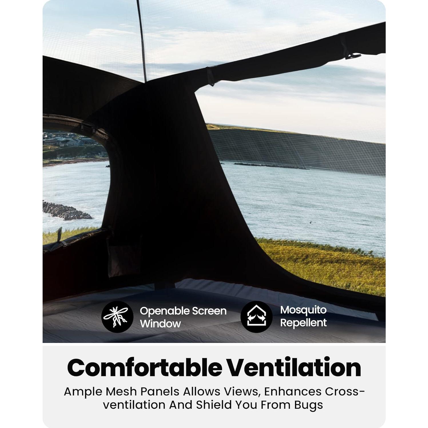 Carpa Camping OutdoorMaster 4 Personas Refugio Oscuro Azul