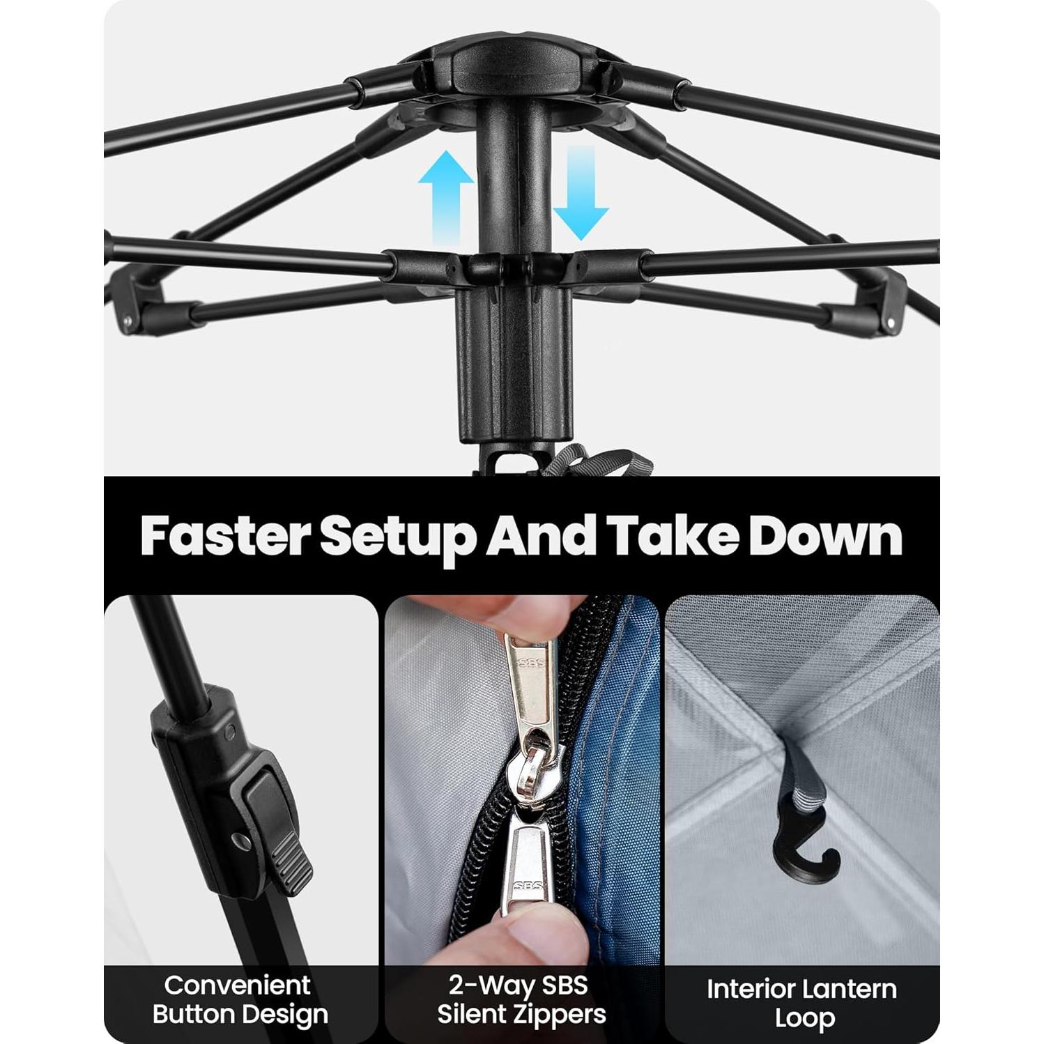 Carpa Camping OutdoorMaster 4 Personas Refugio Oscuro Azul