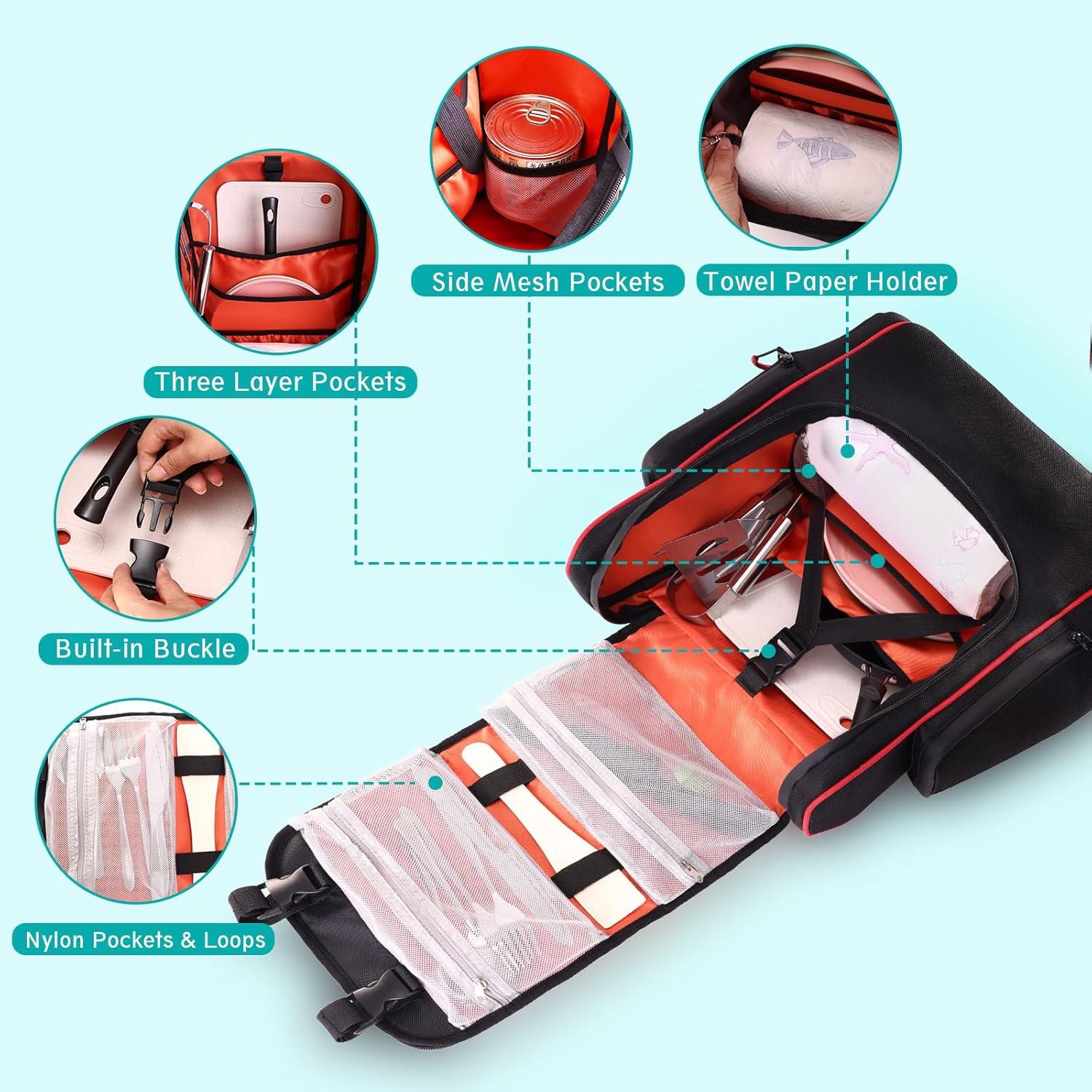 Organizador de Camping GHWMYD Mochila Grande para Utensilios