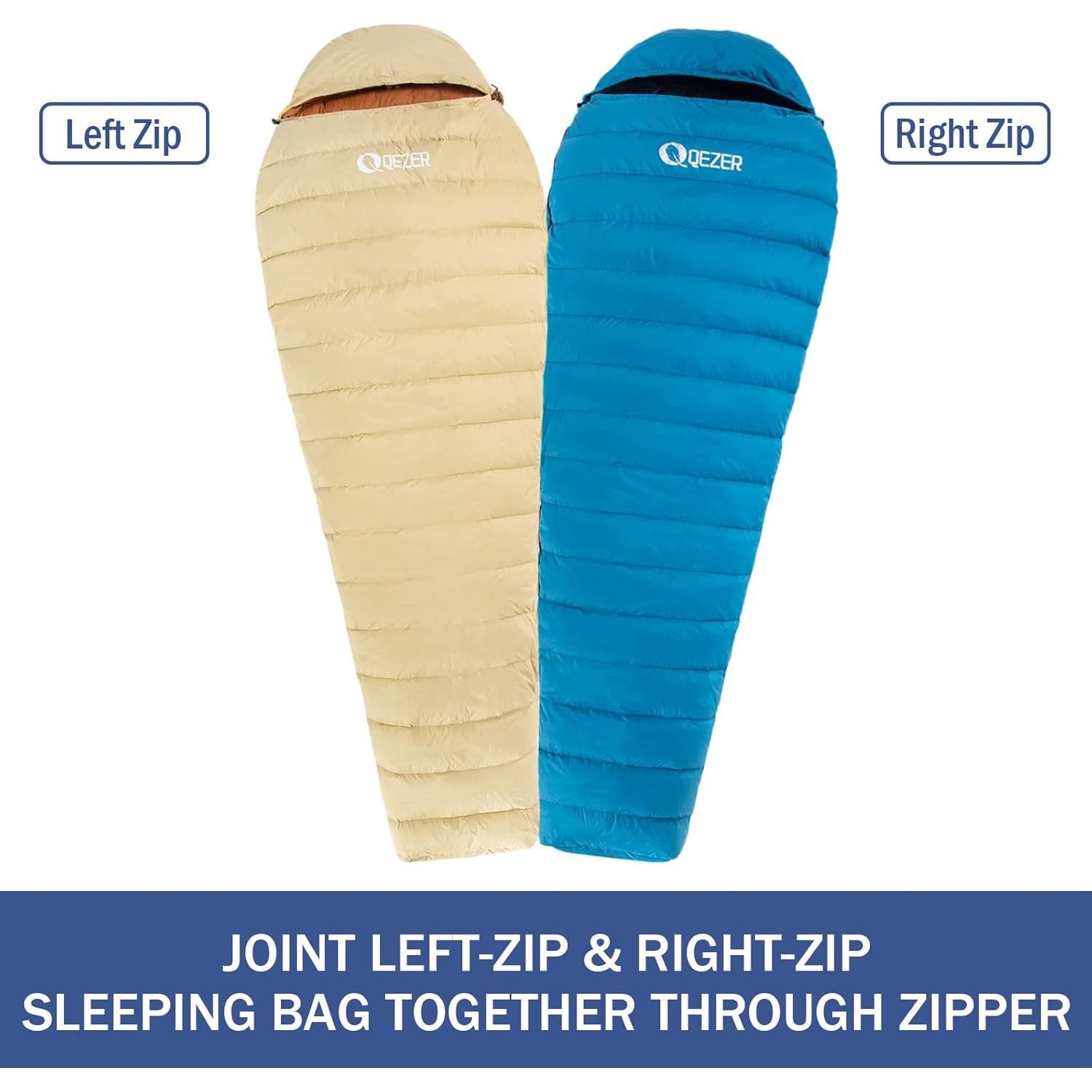 Saco de dormir momia QEZER 600FP 215.9x81.3cm 0.73kg