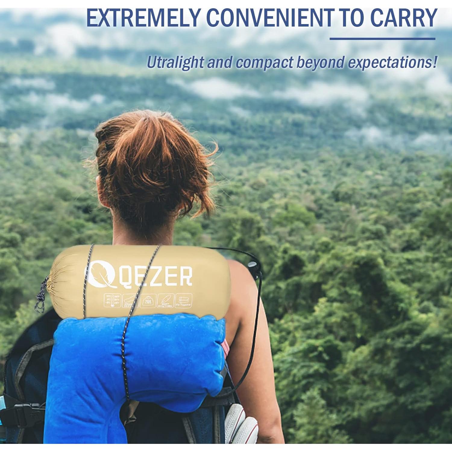 Saco de dormir momia QEZER 600FP 215.9x81.3cm 0.73kg