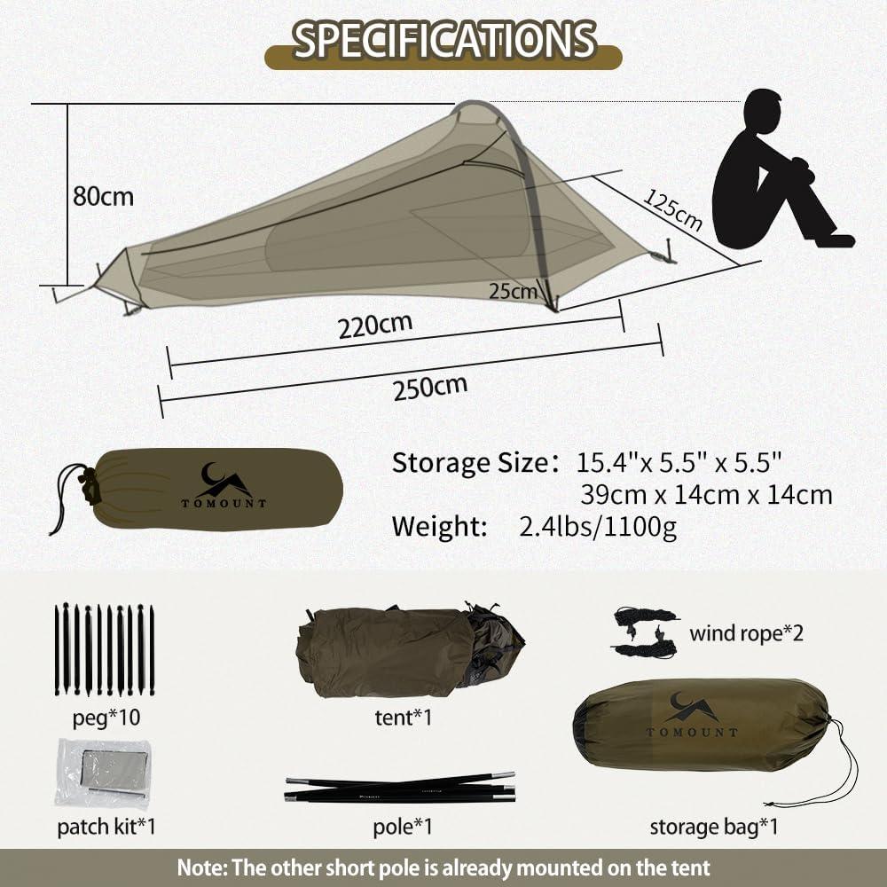 Tienda Bivy Ultraligera MC 1 Persona Nylon 20D Impermeable