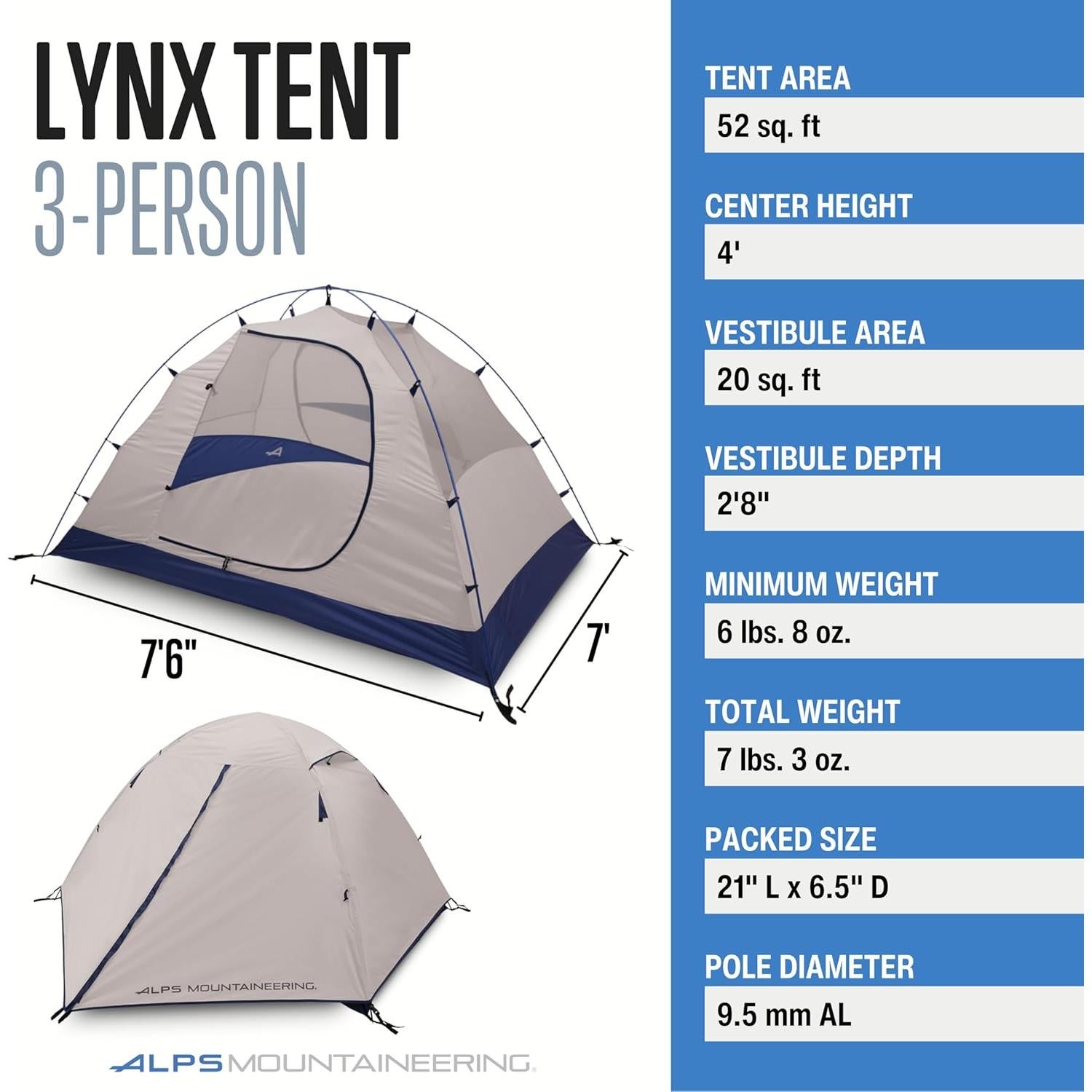 Tienda de Camping ALPS Mountaineering Lynx 3 Personas Gris/Navy