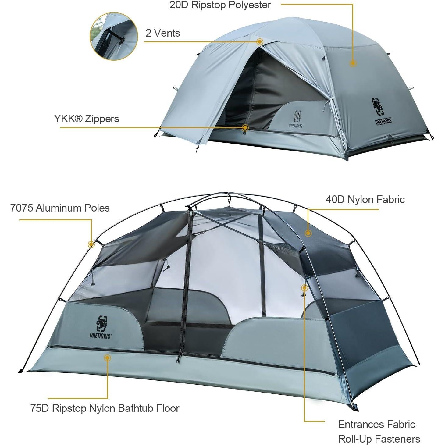 Tienda de Camping OneTigris COSMITTO 2 Personas Impermeable