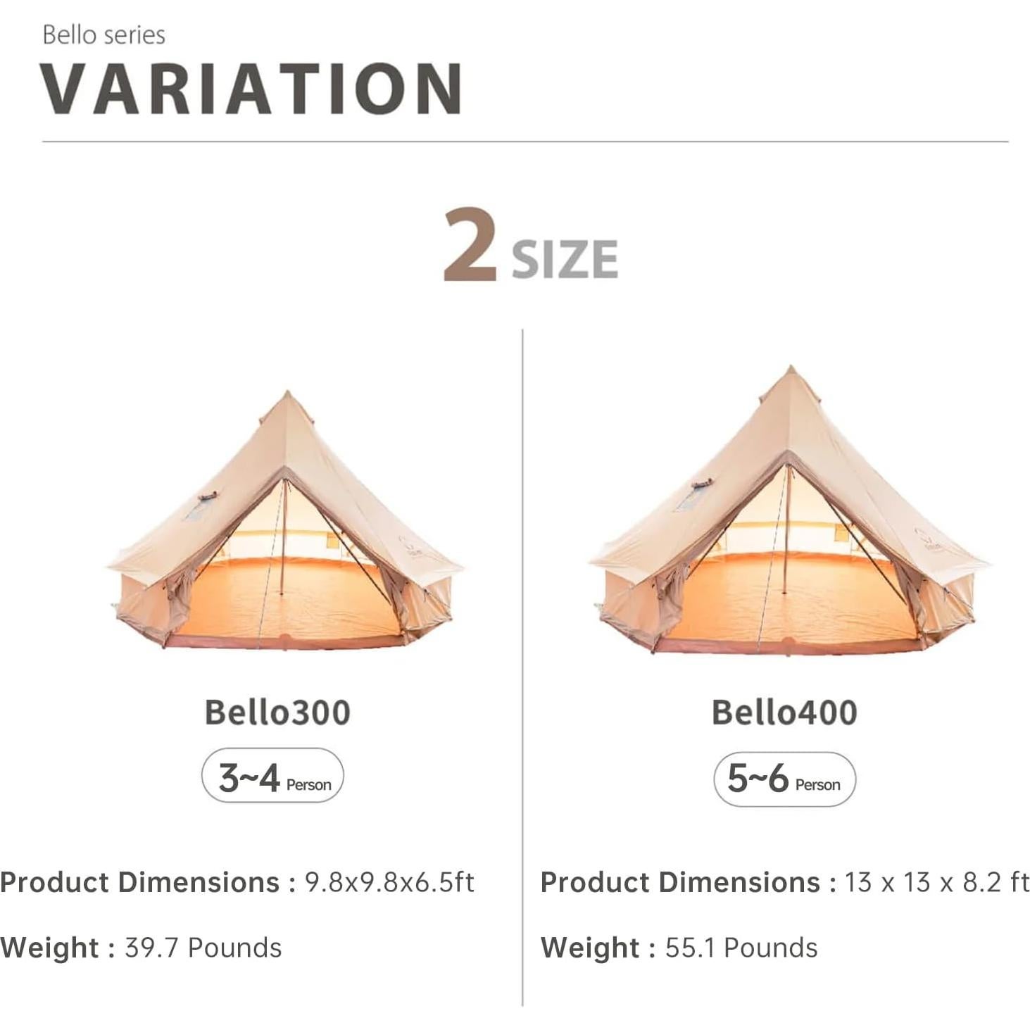 Carpa de Camping S'more Bello 300, 3-4 Personas, Impermeable