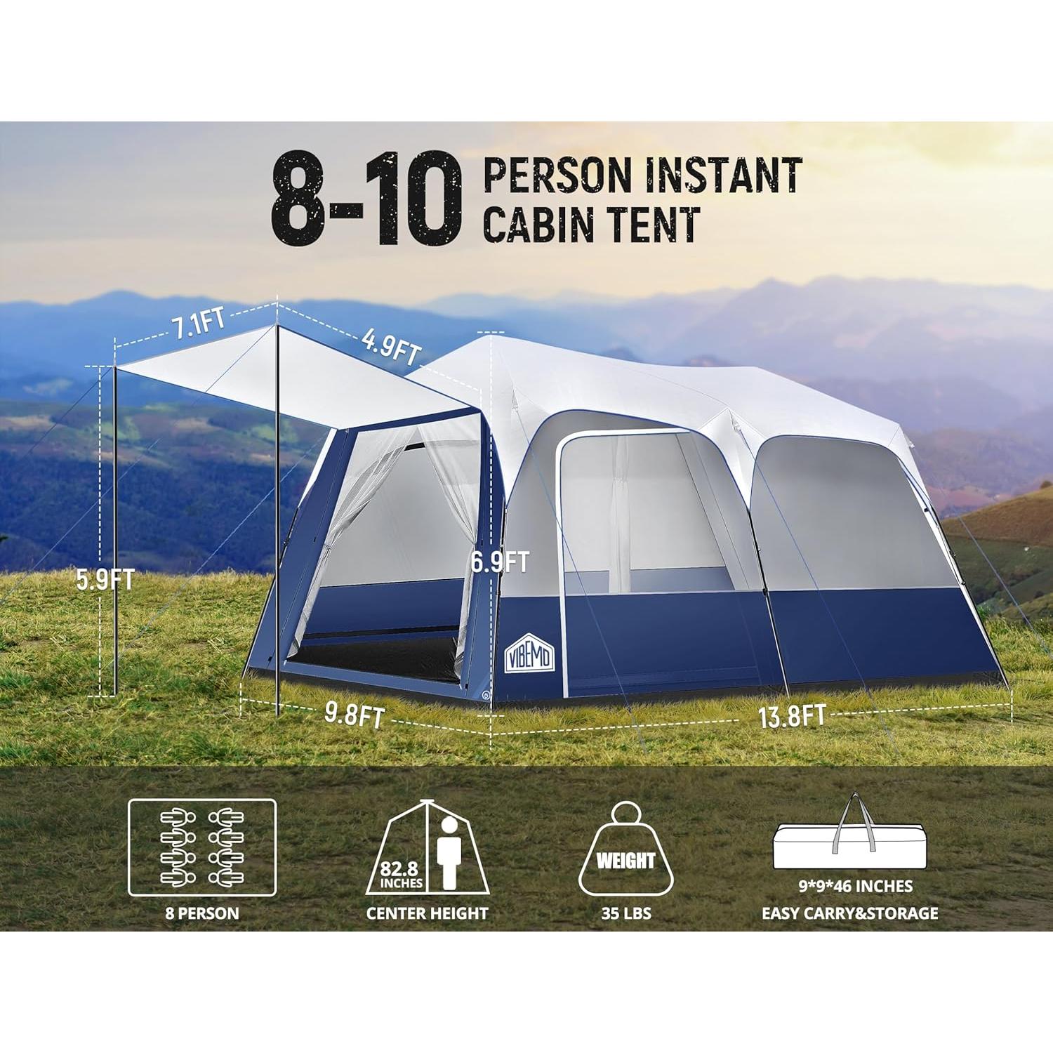 Carpa de Camping Instantánea Vibemo VB-CT01 para 10 Personas