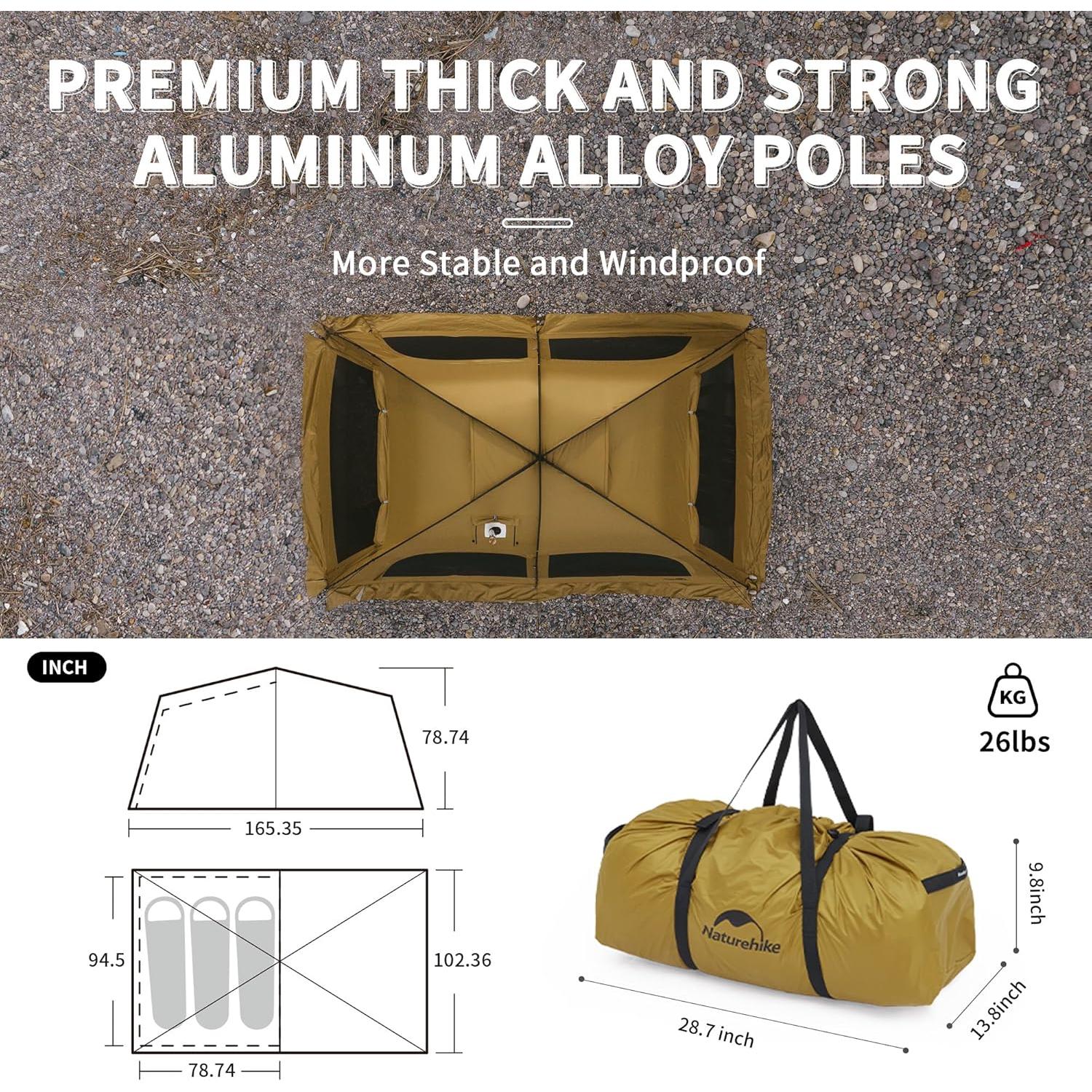 Tienda Naturehike Dune Hot para 2-3 personas, 4 estaciones