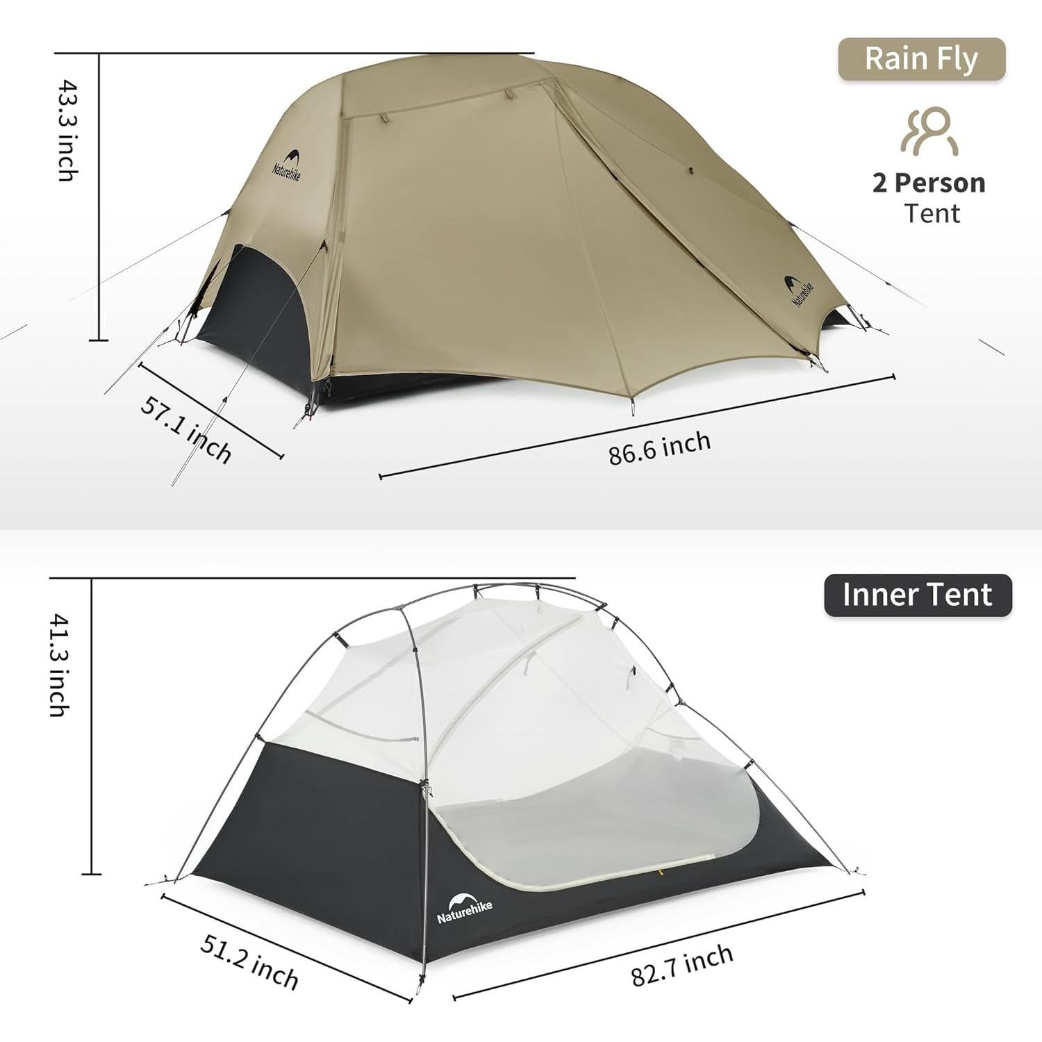 Star River UL 2 Person Backpacking Tent, Double Layer Waterproof Two Person Tents, Lightweight Backpacking Cycling 2 Person Tent