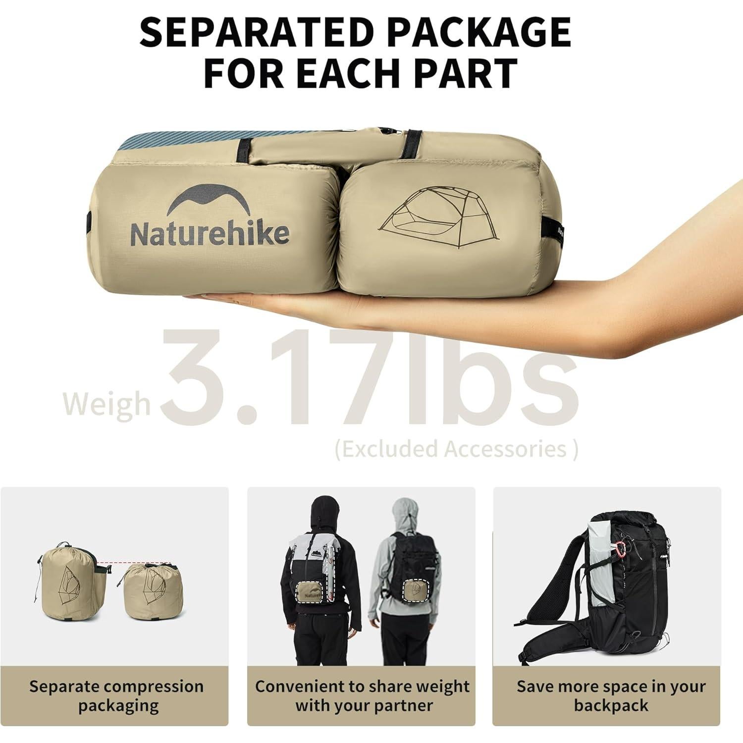 Star River UL 2 Person Backpacking Tent, Double Layer Waterproof Two Person Tents, Lightweight Backpacking Cycling 2 Person Tent