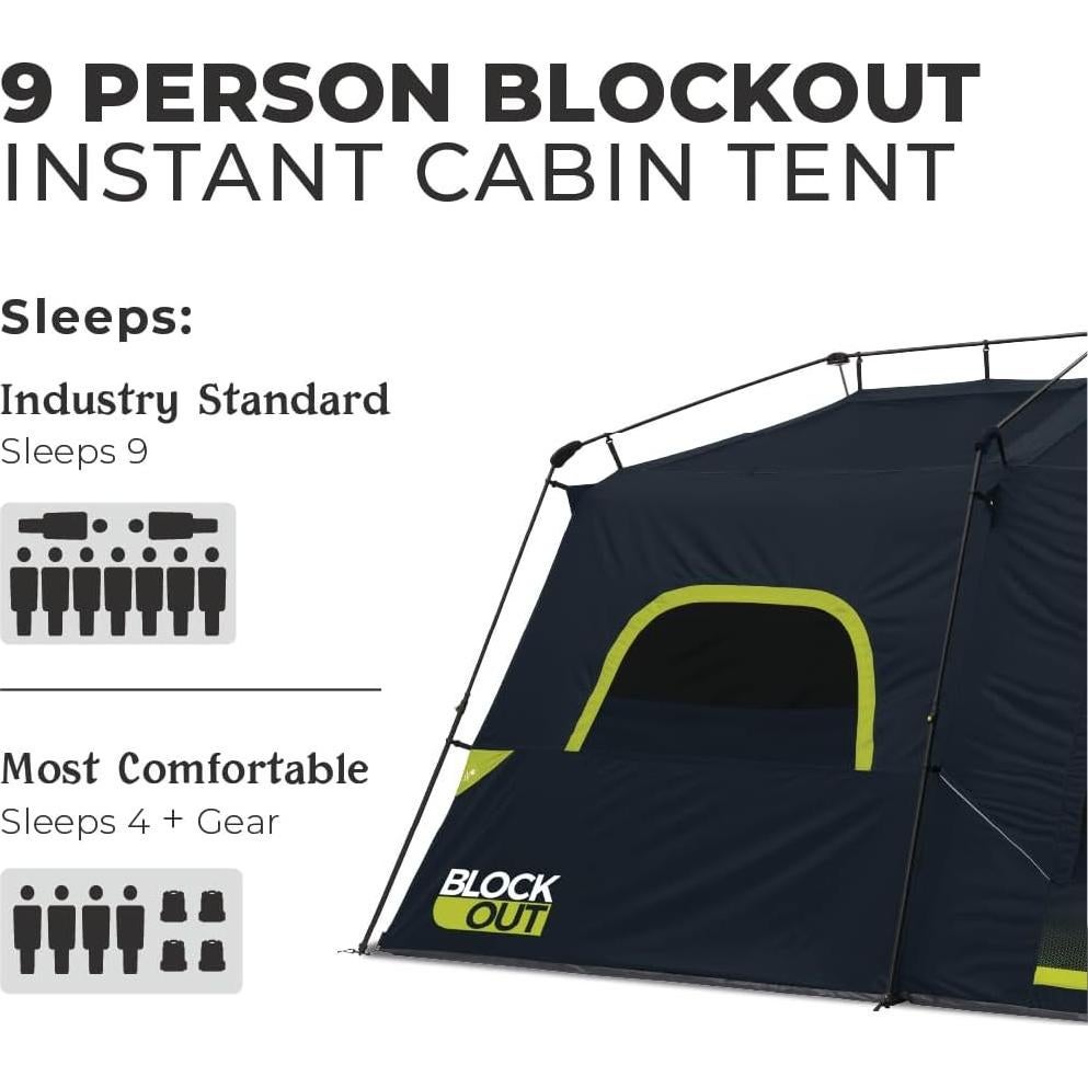 Carpa Instantánea CORE Blockout para 9 Personas - Montaje Rápido