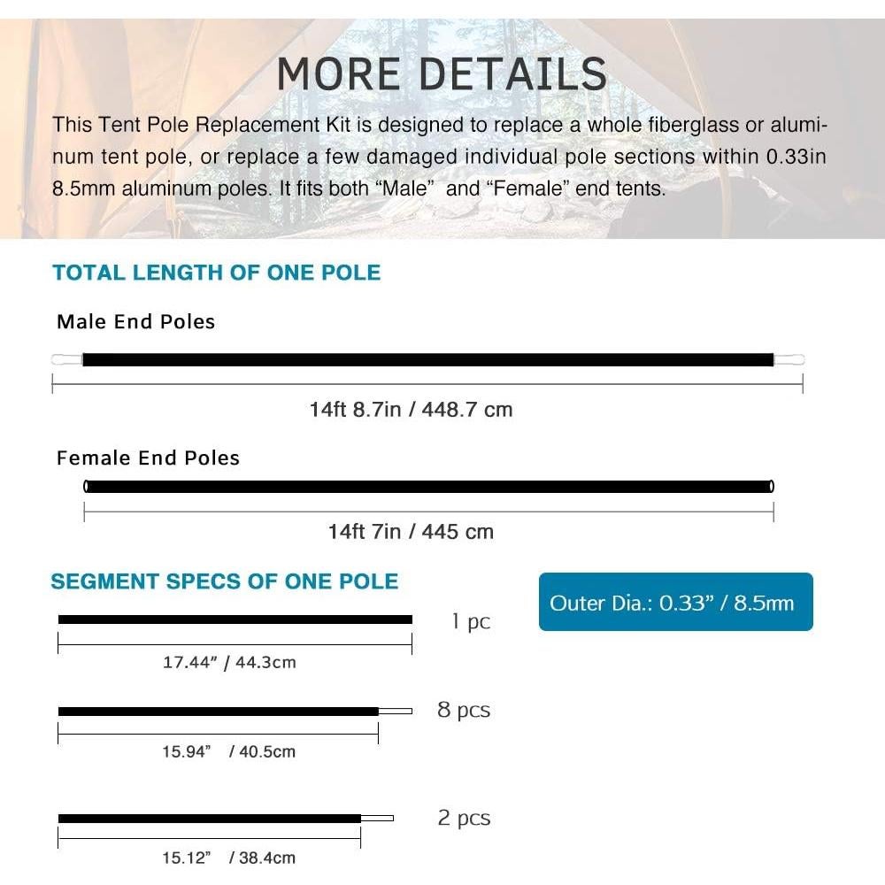 Postes de Reemplazo para Tienda BRILLIANCE4U 3.66m Aluminio