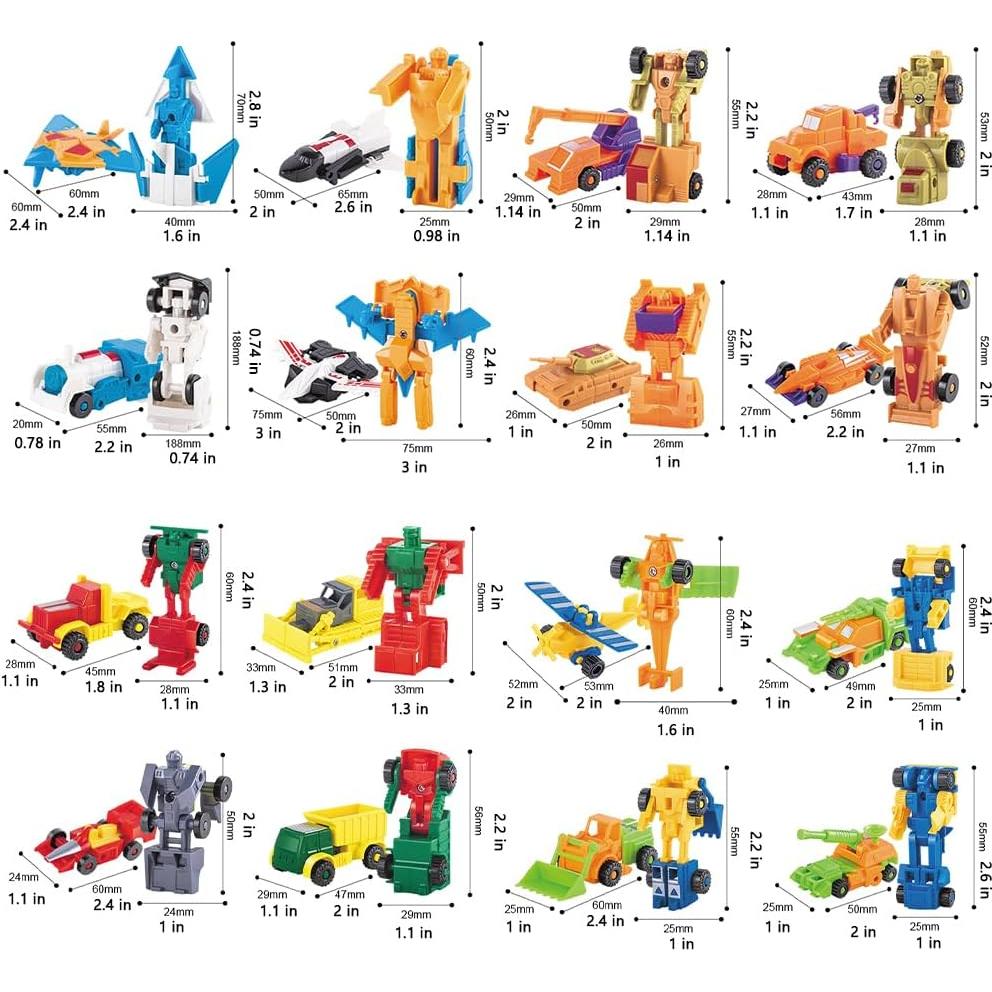 Set de 16 Coches Mini Robots Transformables CTRLZS