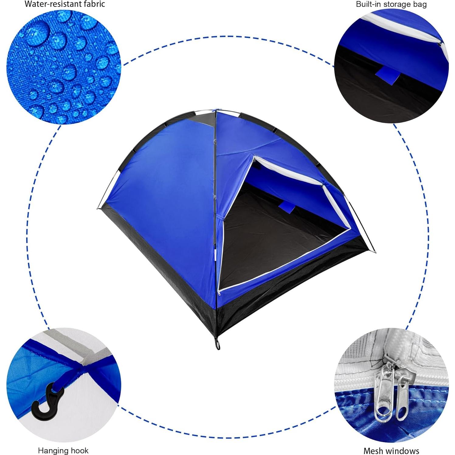 Carpa Domo XL para 2 Personas Impermeable Ligera Azul