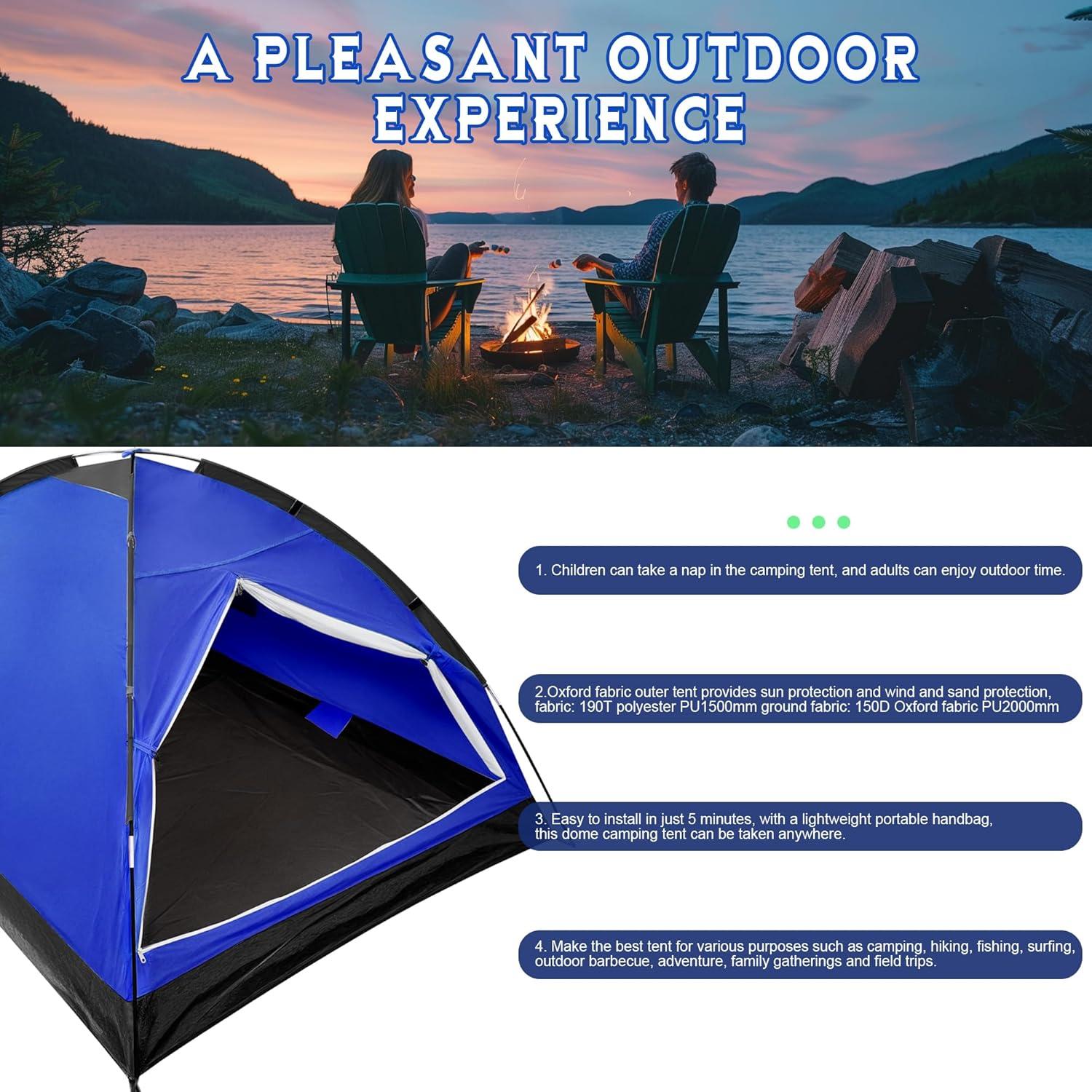 Carpa Domo XL para 2 Personas Impermeable Ligera Azul