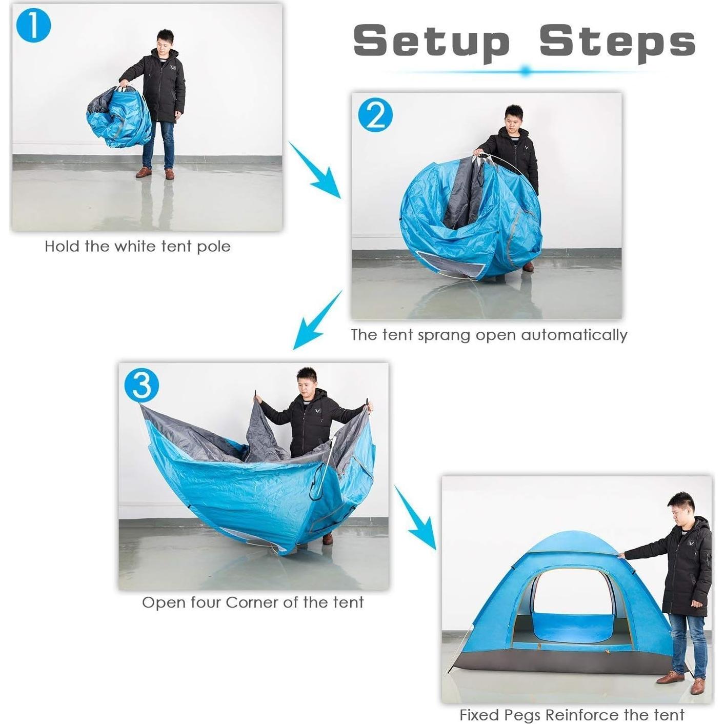 Tienda de campaña Ezone impermeable 4 personas 200x200cm