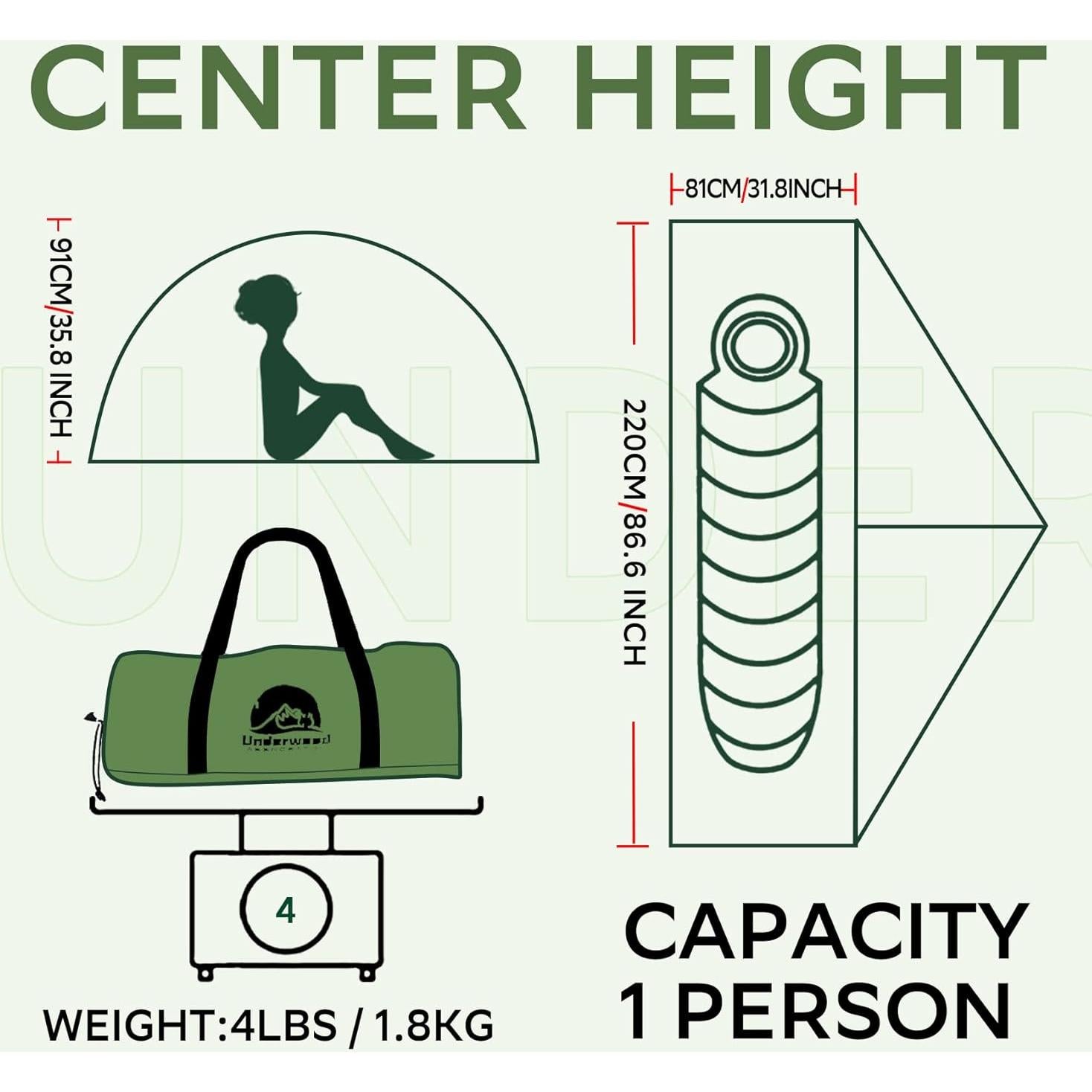 Tienda de Camping 1 Persona Underwood UA0601201900B Impermeable