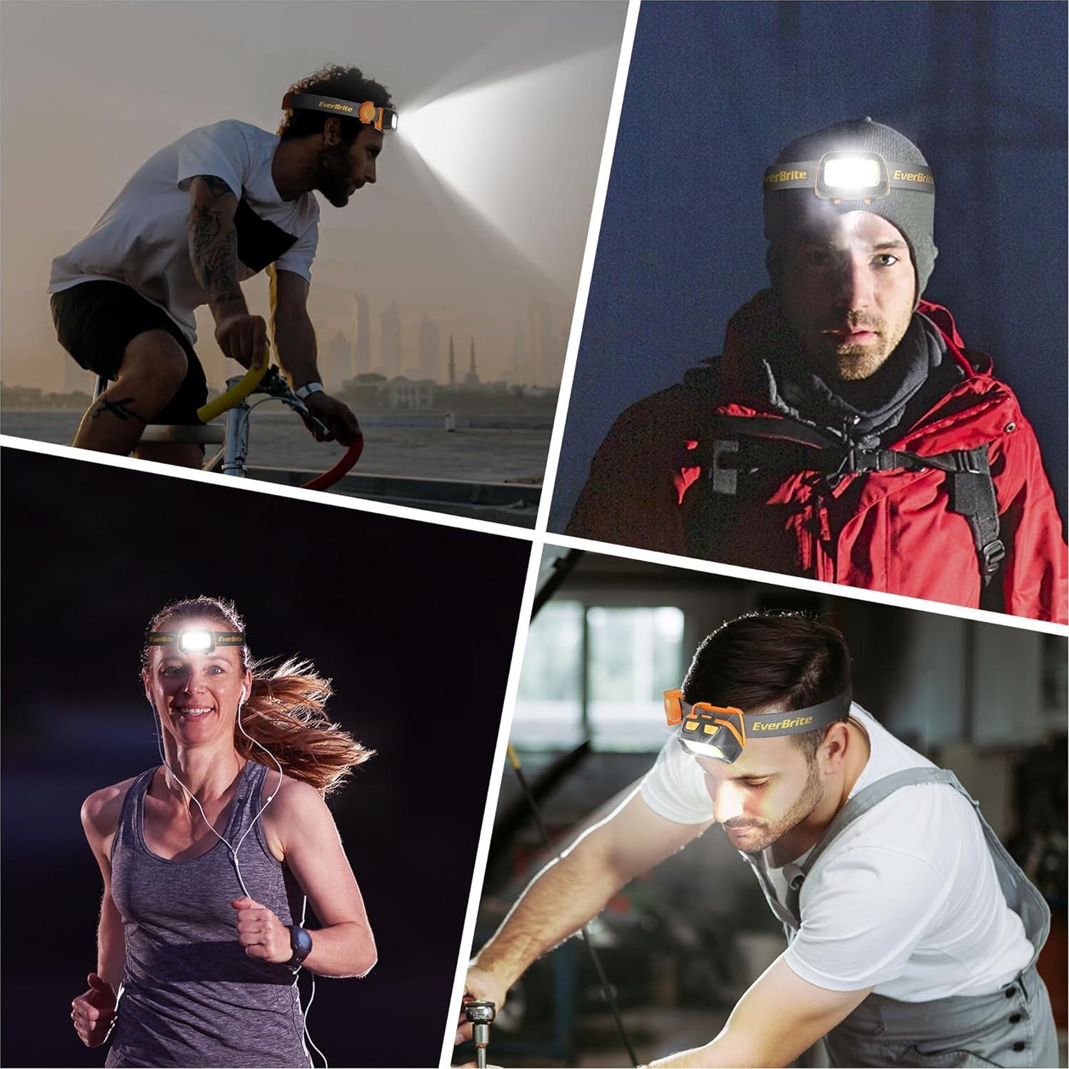 Linterna Frontal EverBrite 300 Lúmenes 7 Modos Ajustable Naranja