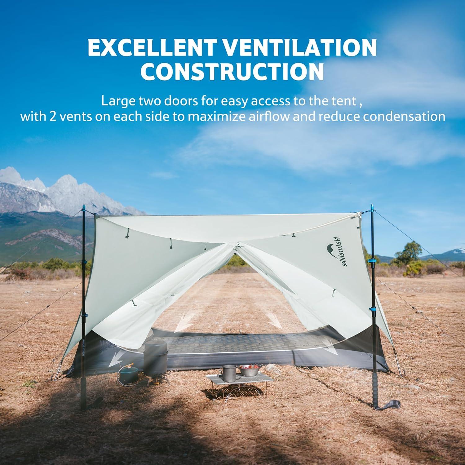 Tienda de Camping Naturehike Mongar UL 2 Personas Gris Nylon 15D