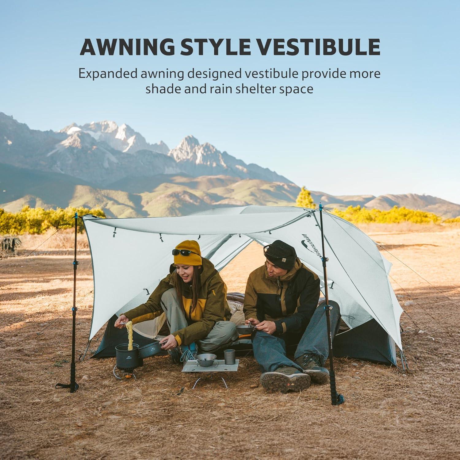 Tienda de Camping Naturehike Mongar UL 2 Personas Gris Nylon 15D