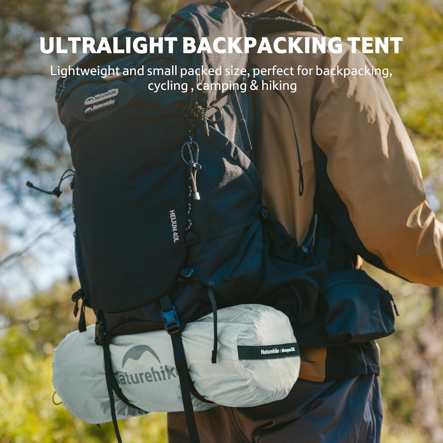 Tienda de Camping Naturehike Mongar UL 2 Personas Gris Nylon 15D