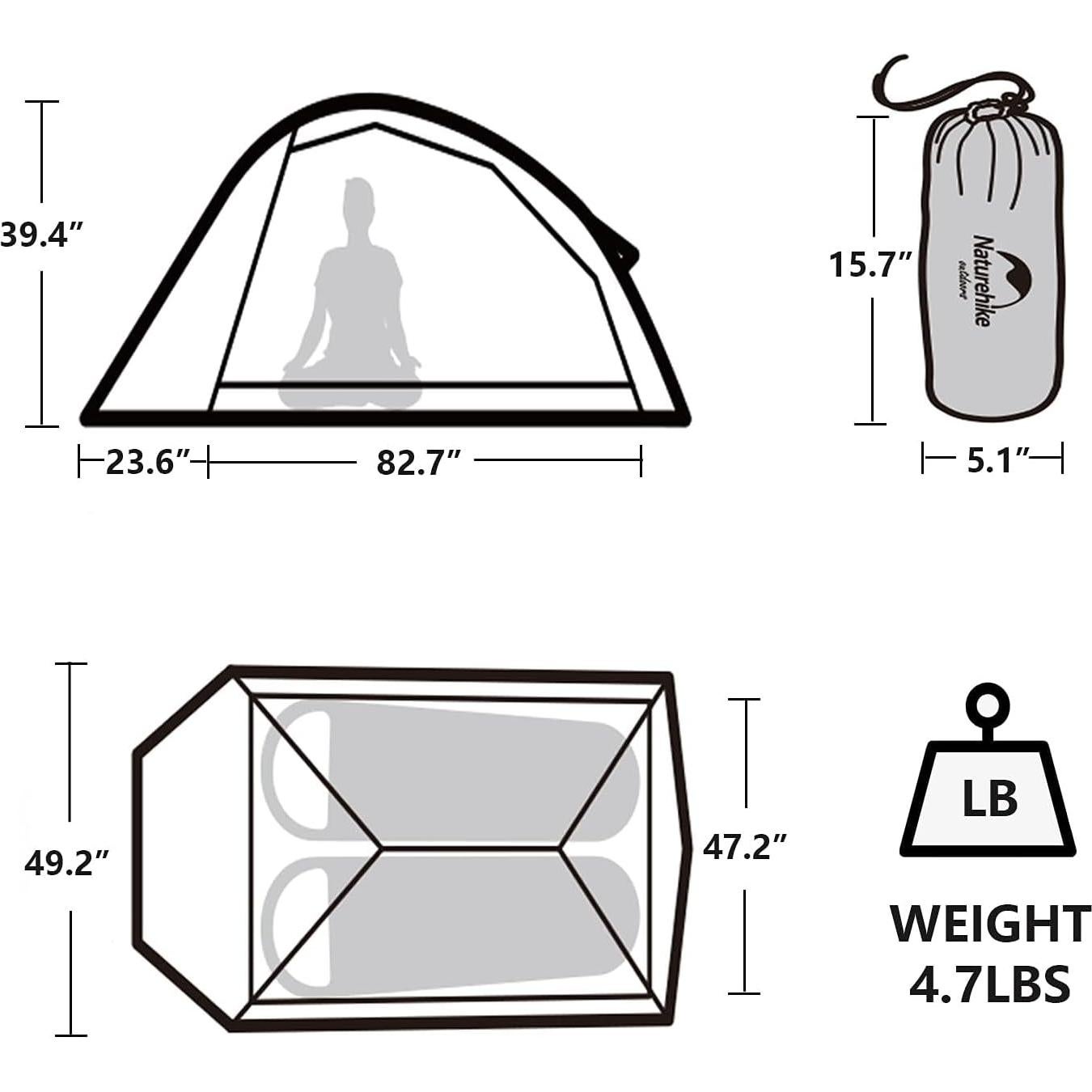 Tienda de Camping Naturehike Cloud Up 2 Personas Ultraligera