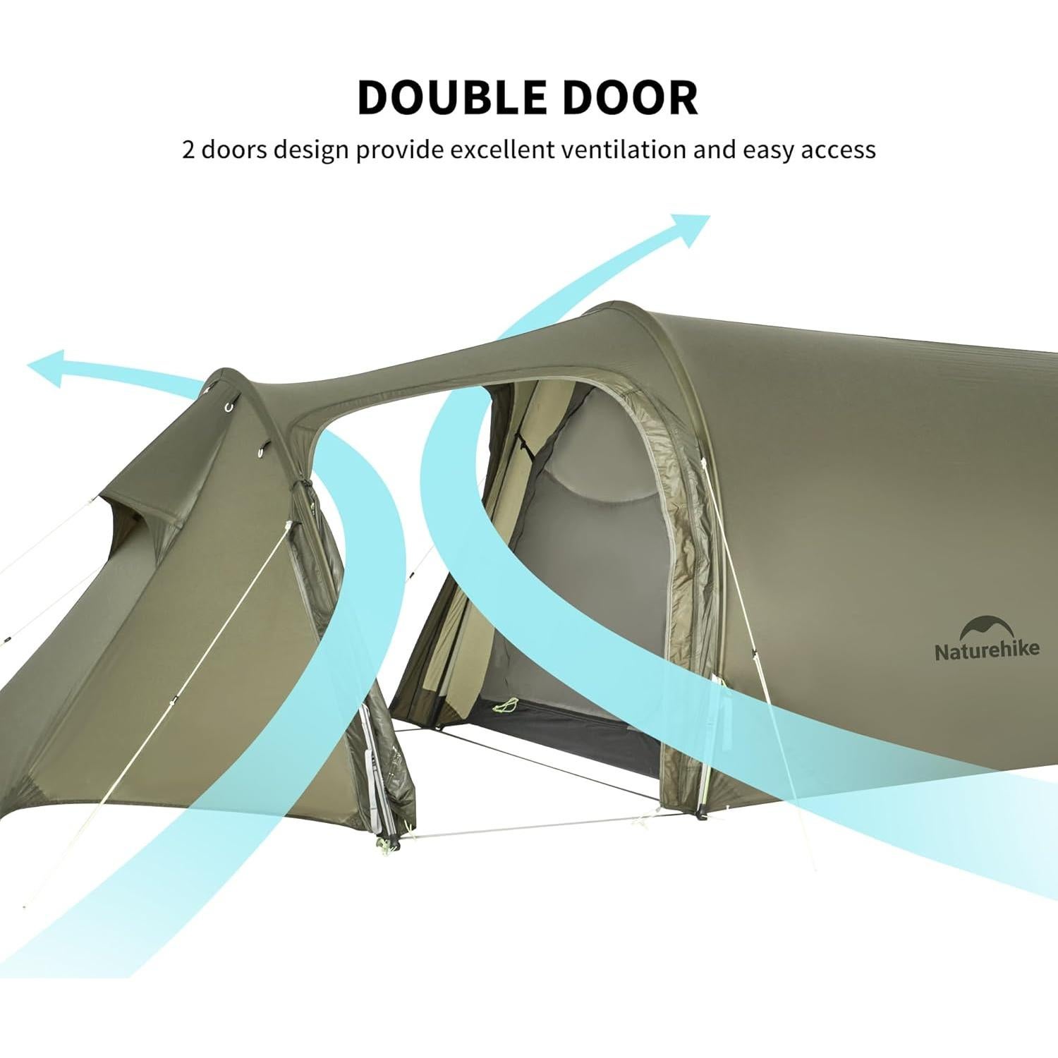 Carpa de Túnel Naturehike Opalus para 2 Personas Impermeable