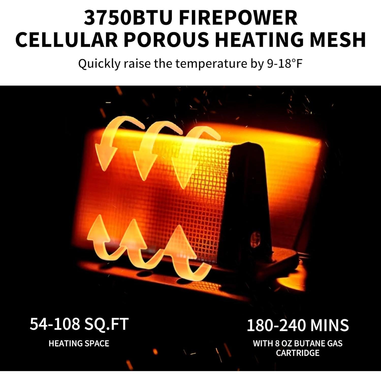 Calentador de Camping Naturehike 3-en-1 Butano 3750 BTU