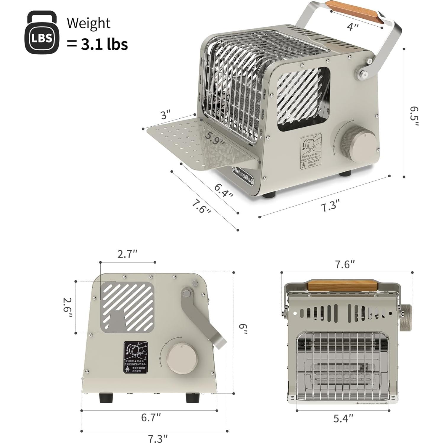 Calentador de Camping Naturehike 3-en-1 Butano 3750 BTU