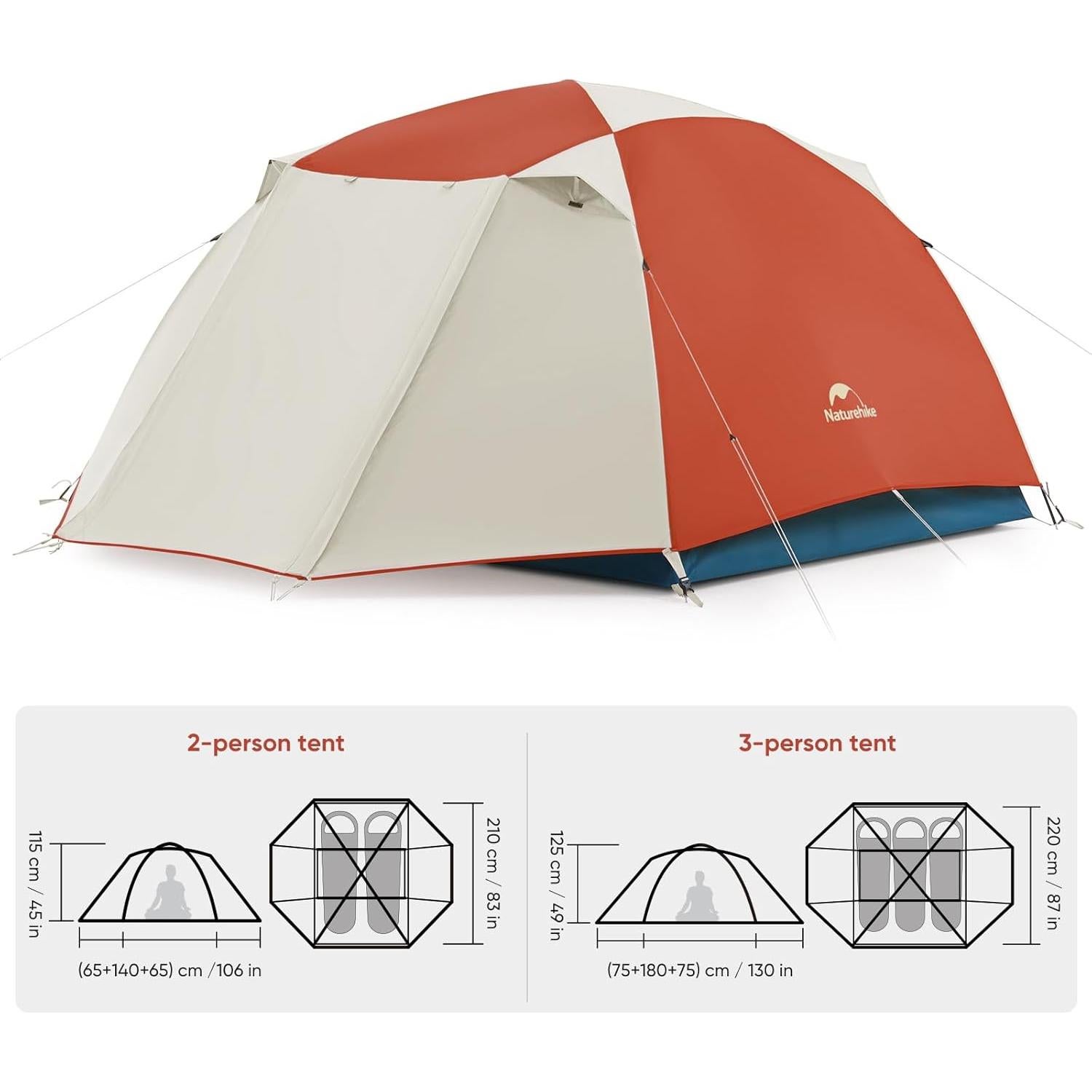 Carpa de Camping Naturehike YCPro P3-R para 3 Personas Impermeable