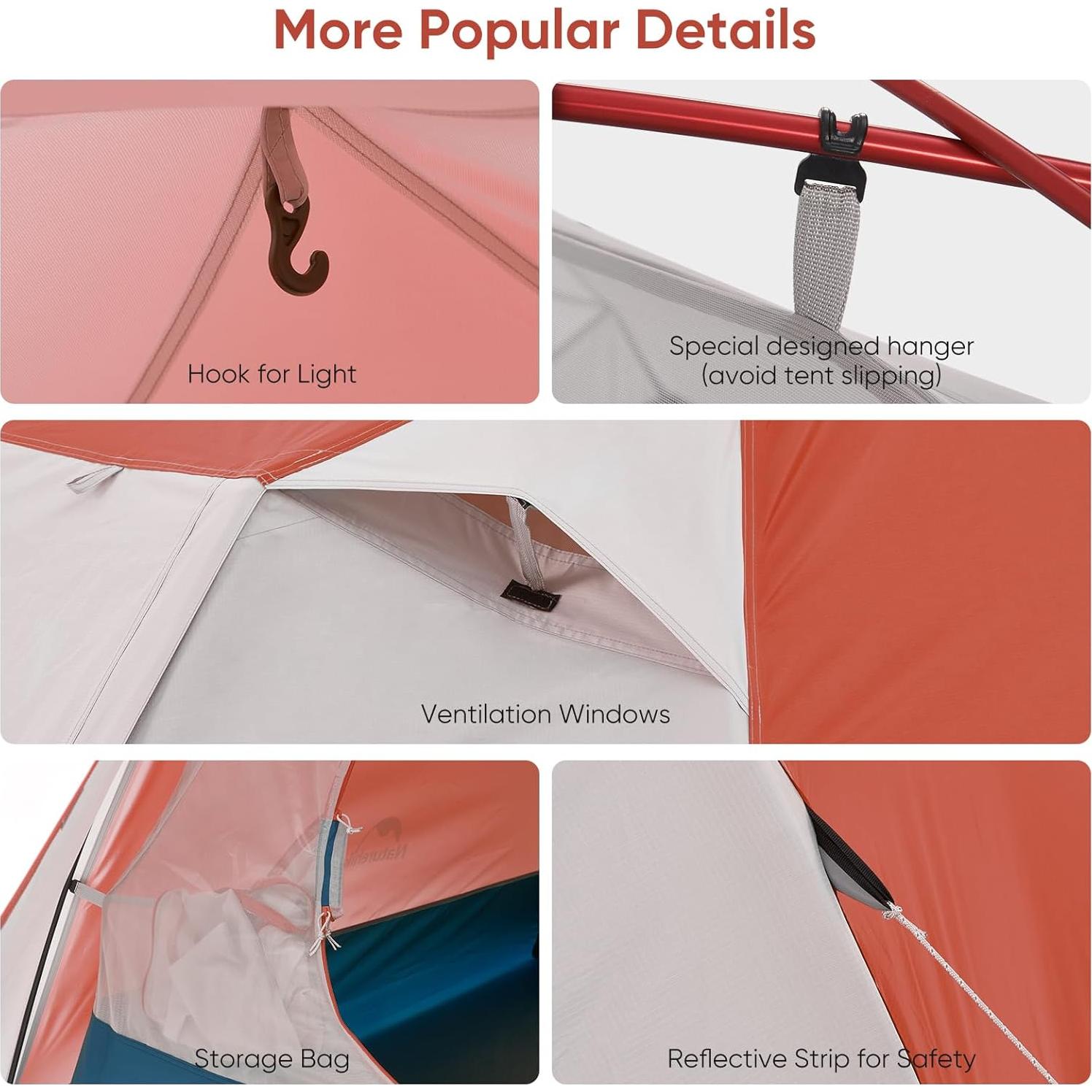 Carpa de Camping Naturehike YCPro P3-R para 3 Personas Impermeable