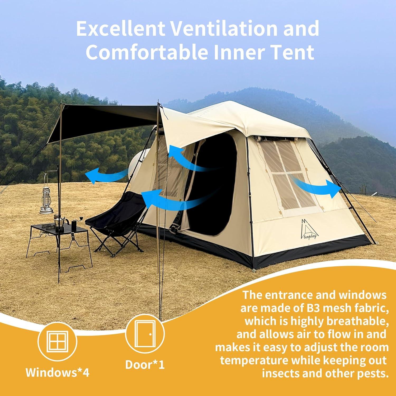 Carpa Instantánea TENPLAY para 3 Personas, Impermeable 5000mm