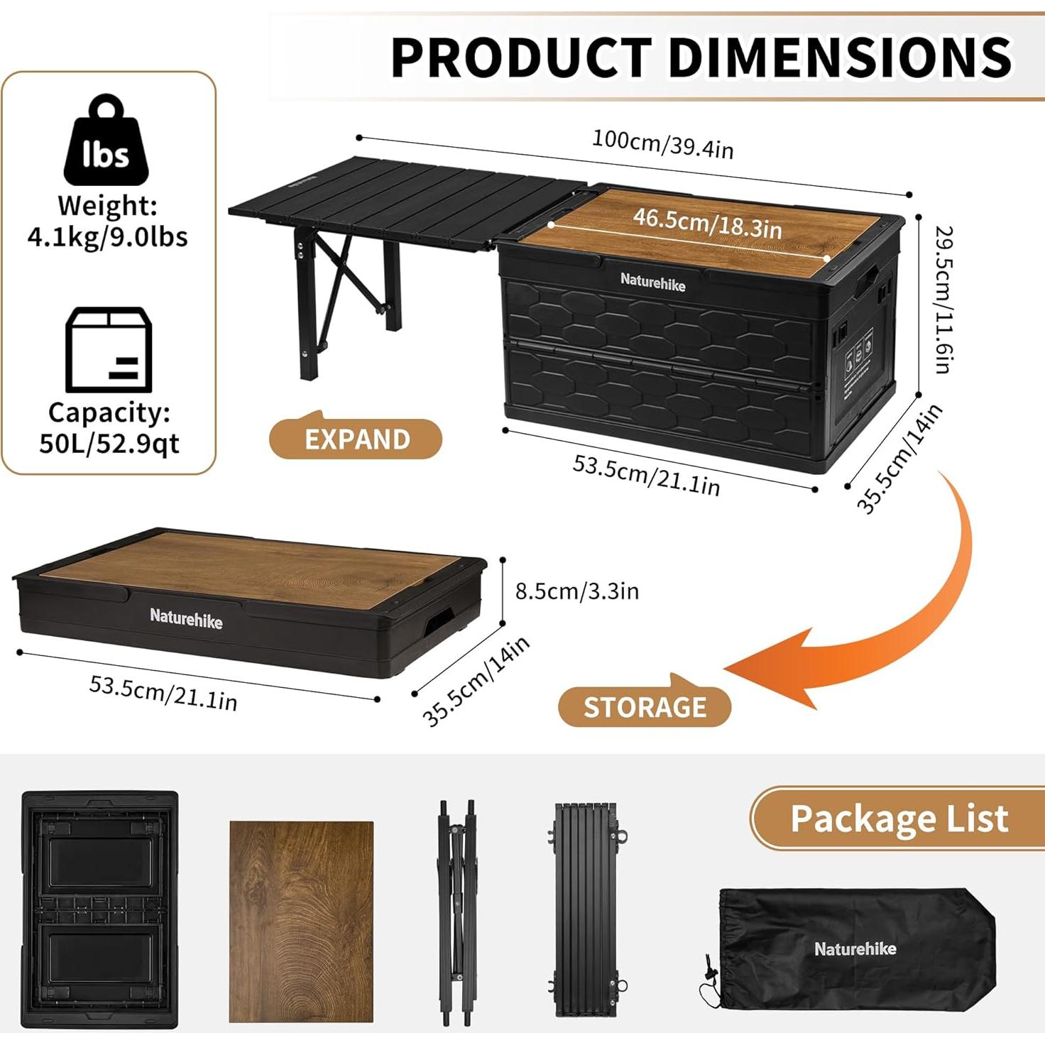 Mesa de Camping Naturehike Lispace Plegable 100x35.6cm 25kg
