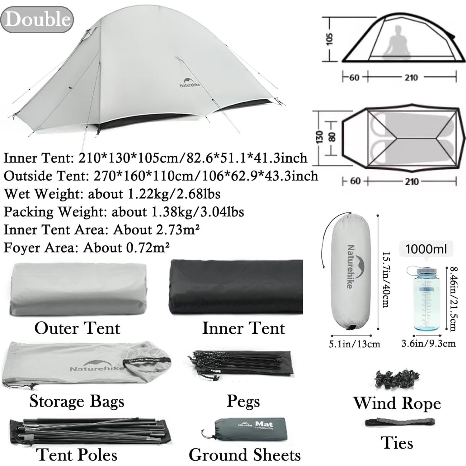 Tienda Ultraligera Windhike Nube UL 2 Personas Impermeable