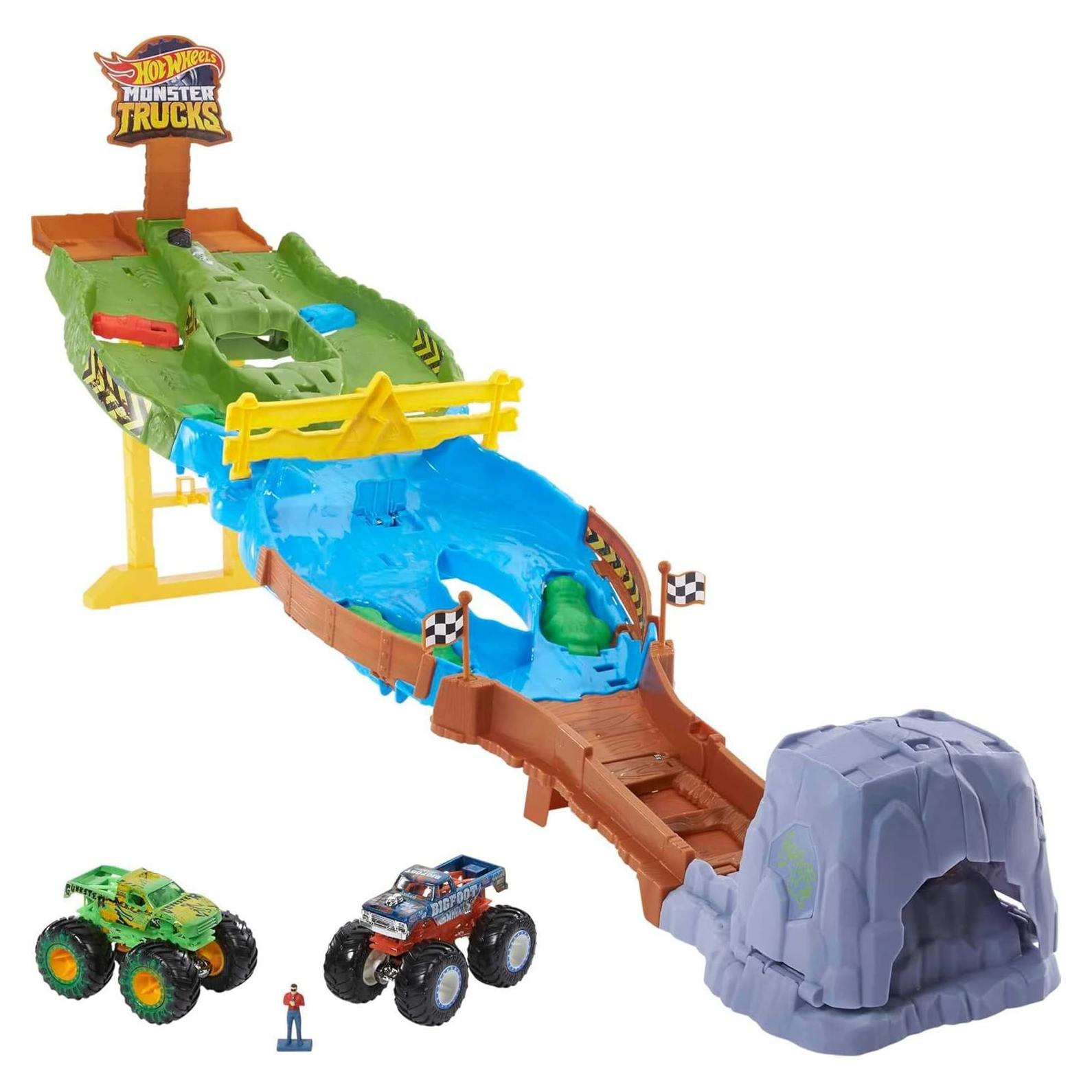 Juego de Pista Hot Wheels Wreckin' Raceway con Bigfoot y Gunkster