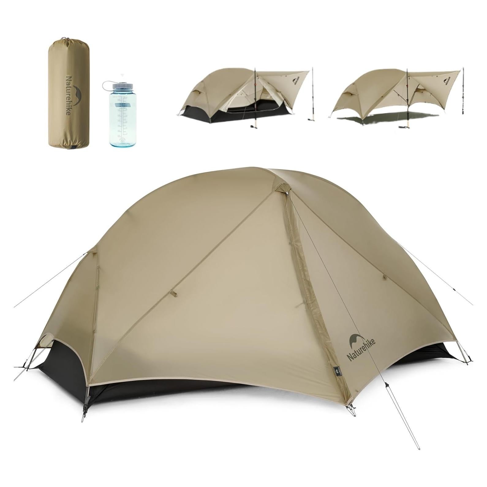 Naturehike Mongar UL Tent [2025 Upgrade] 1.5kg/3.3lb Ultralight Tents,1/2 Person Backpacking Tent,4 modes of use, Waterproof,Hiking tents for Camping with Front Porch,Easy Set up