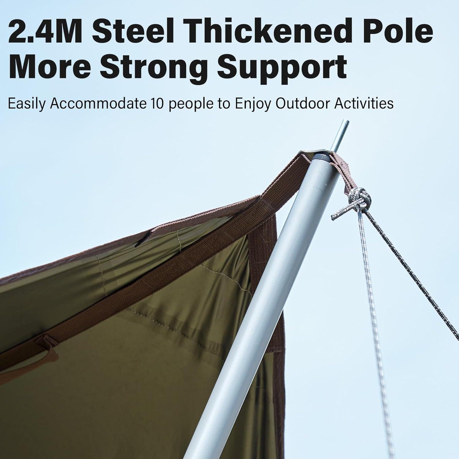 Naturehike 16X12FT Tarp with 2 Poles, Waterproof Camping Car Sun Shelter PU5000mm for Hiking, Backpacking, Garden and Traveling