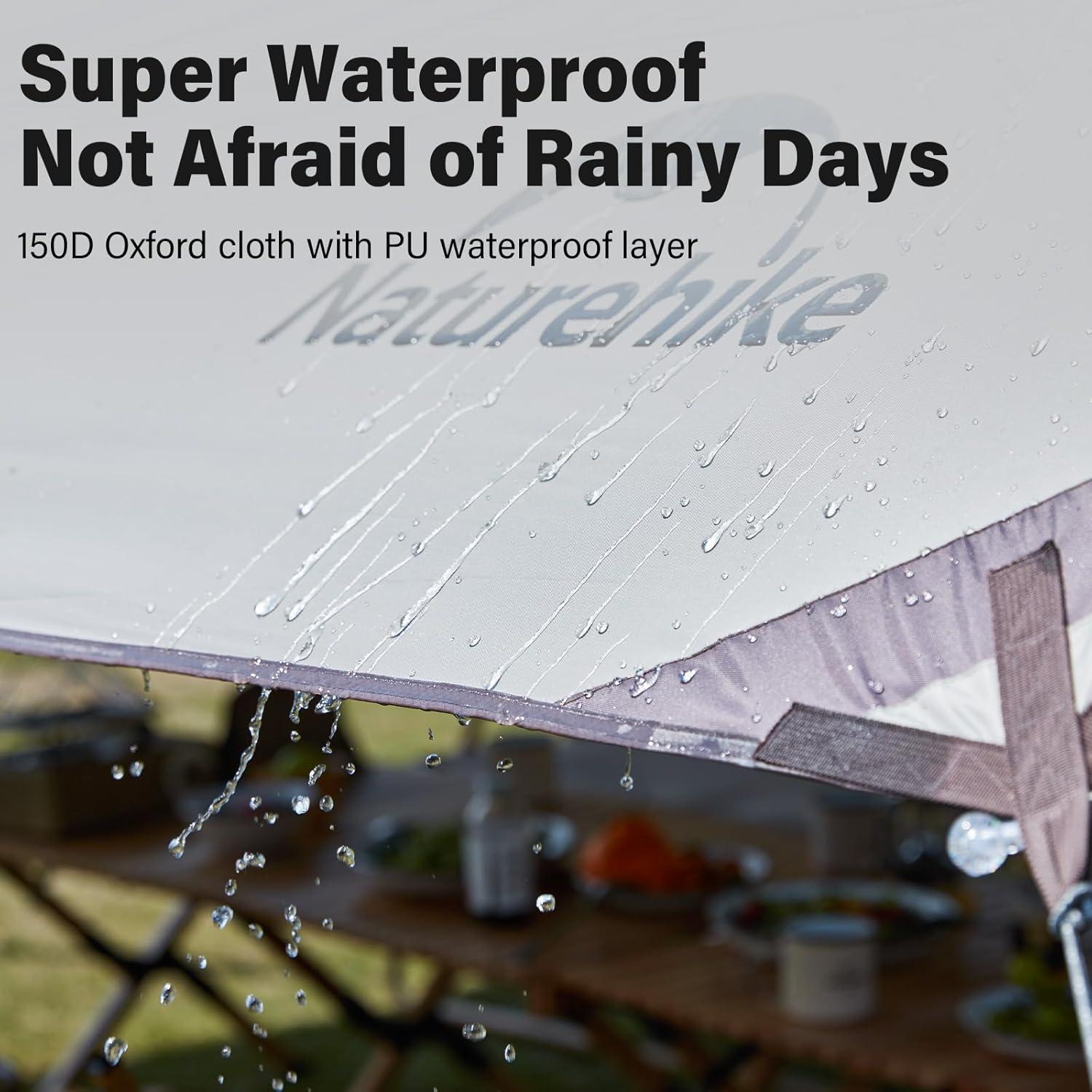 Naturehike 16X12FT Tarp with 2 Poles, Waterproof Camping Car Sun Shelter PU5000mm for Hiking, Backpacking, Garden and Traveling