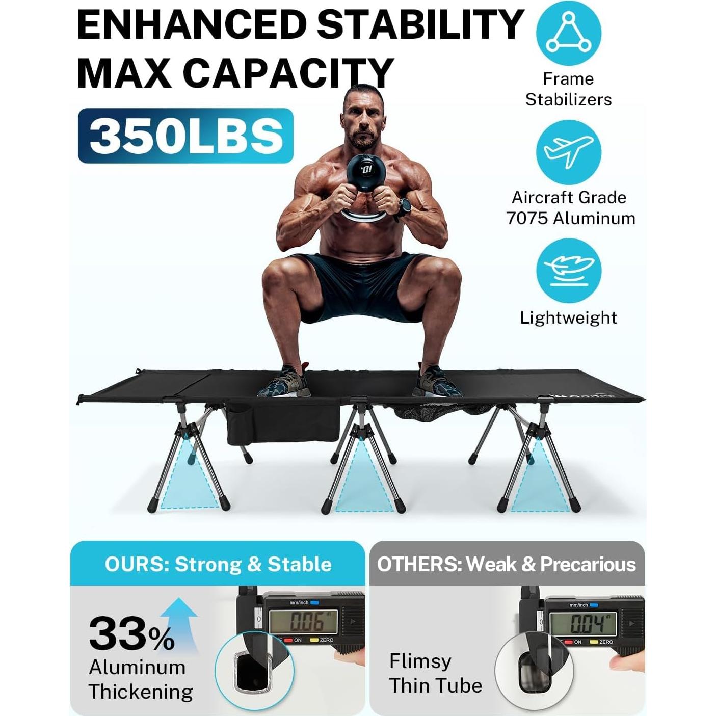 Cama de Camping Gonex Plegable Ultraligera 159kg 189.9x69.9cm