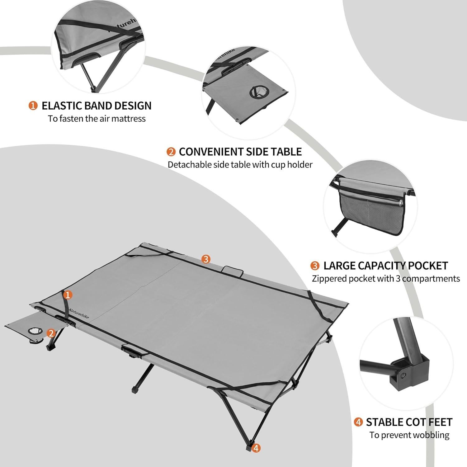 Cama de Camping Plegable Naturehike para 2 Personas con Colchón