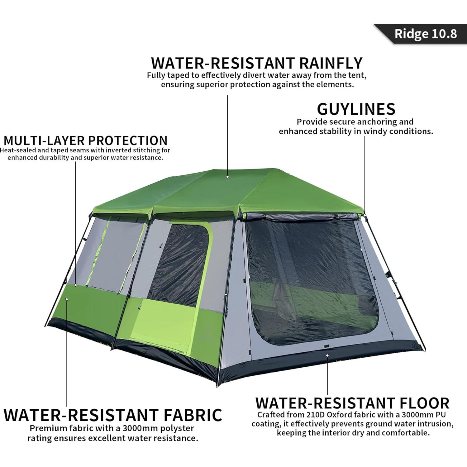 Carpa Familiar Instantánea Tenplay TS-RIDGE10.8 para 8 Personas