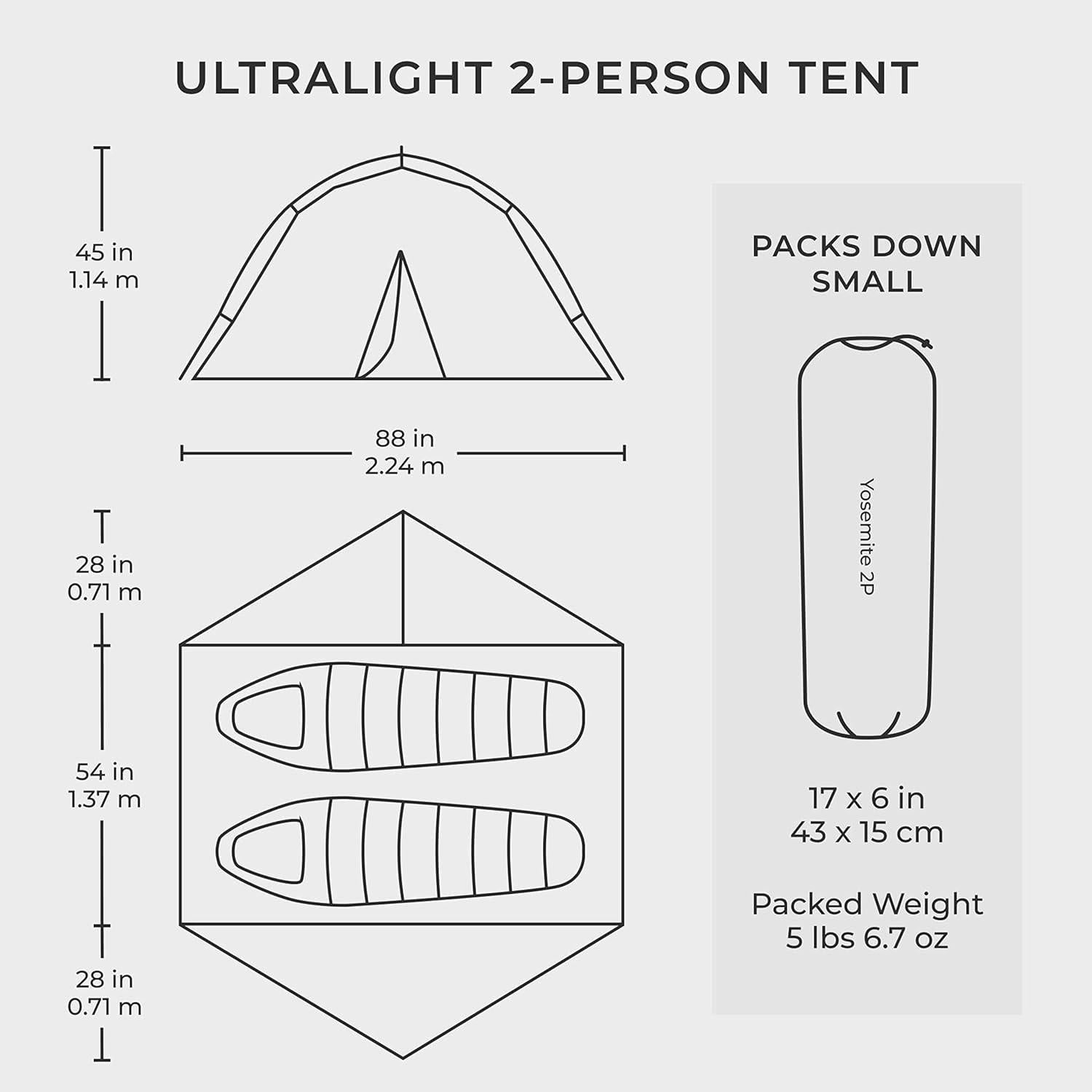 Tienda de Camping Hyke & Byke Yosemite 2 Personas Impermeable