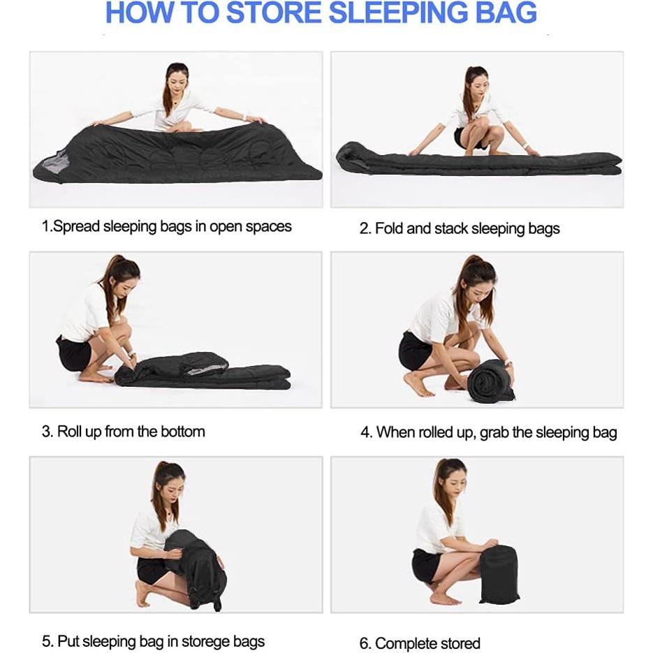 Saco de Dormir Favorland Ligero 3 Estaciones 5-20°C Negro