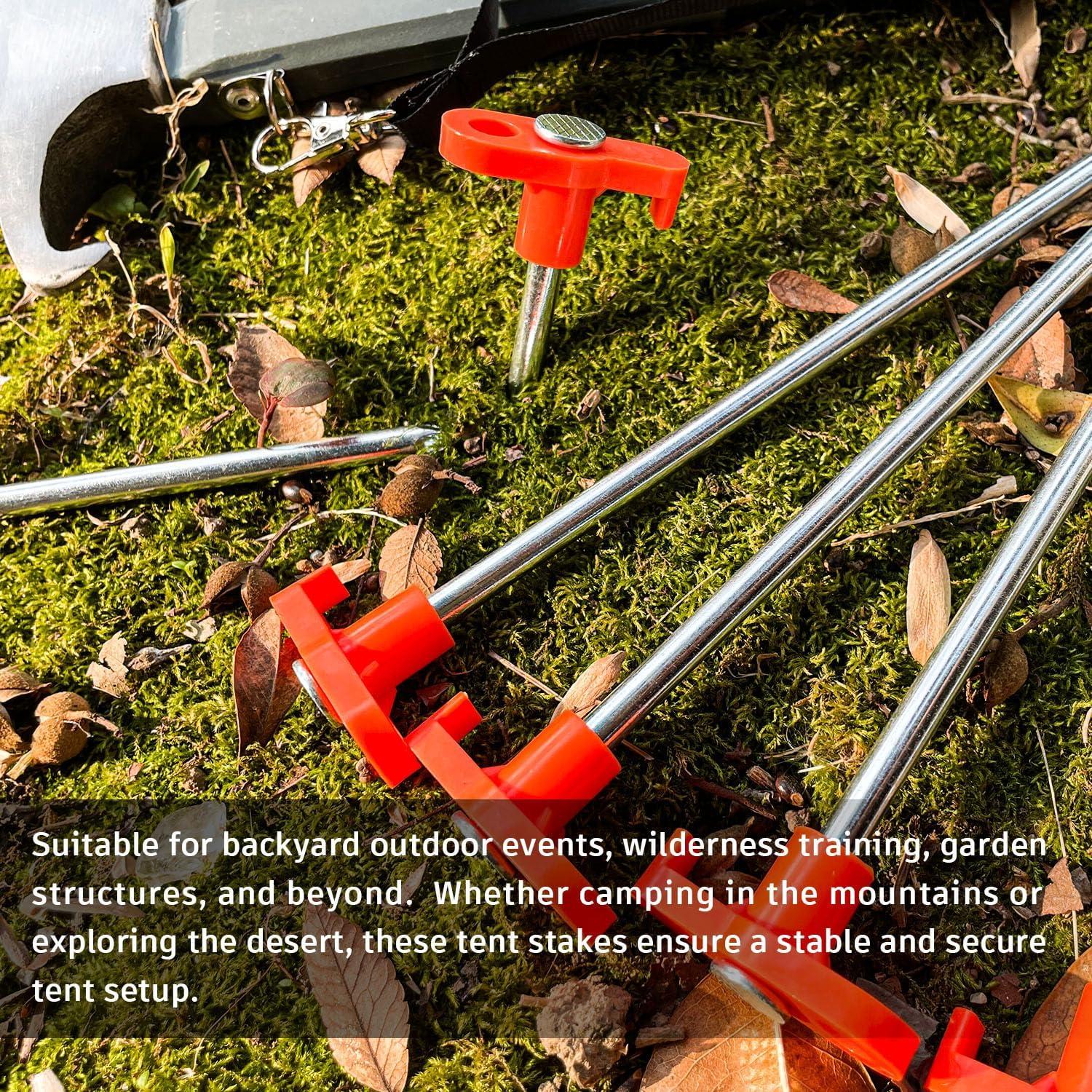 10 Estacas de Tienda TEOYNGU 18cm Acero Galvanizado Naranja