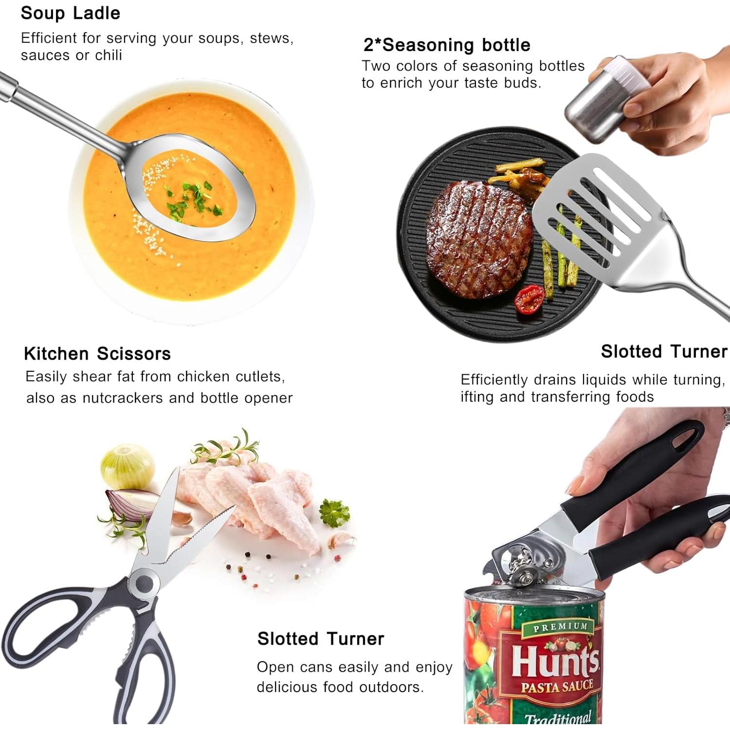 Juego de Utensilios de Cocina para Camping Bsotas 31 Piezas