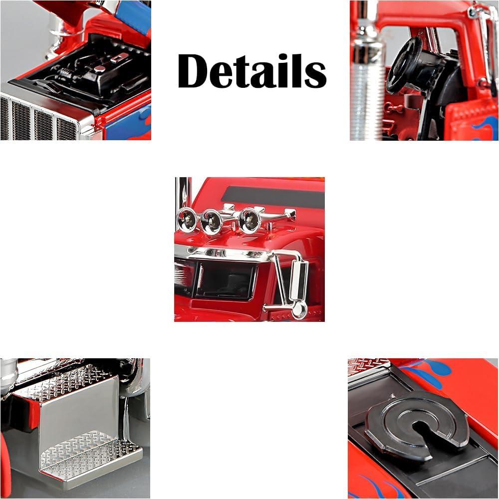 Camión Semi Pesado 1:24 Therina Rojo Diecast con Luces y Sonidos