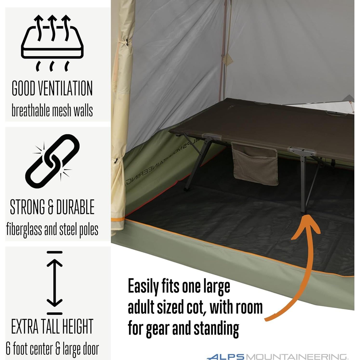 Tienda de Camping ALPS Mountaineering Ranger Cot Cabin 1 Persona 1.83m